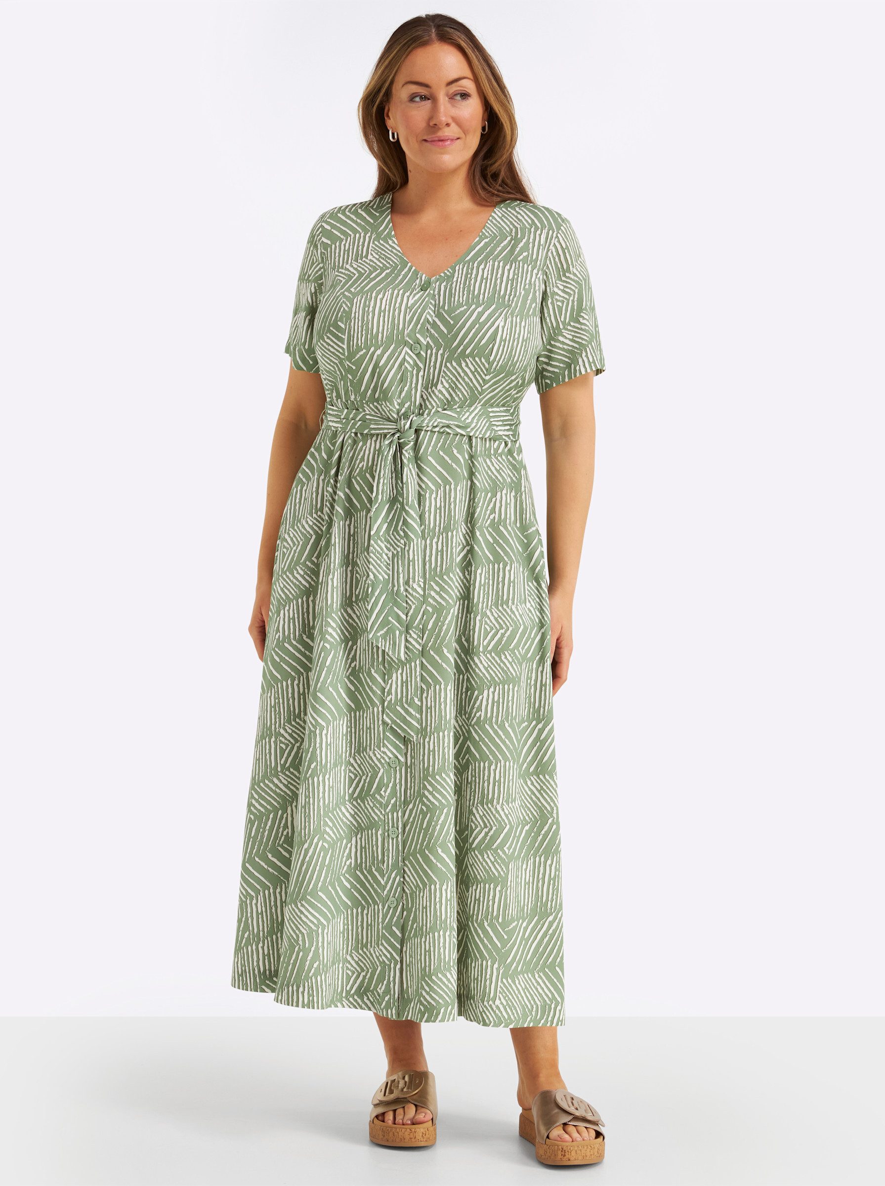 Sheego Etuikleid Kleid Kurzarm .