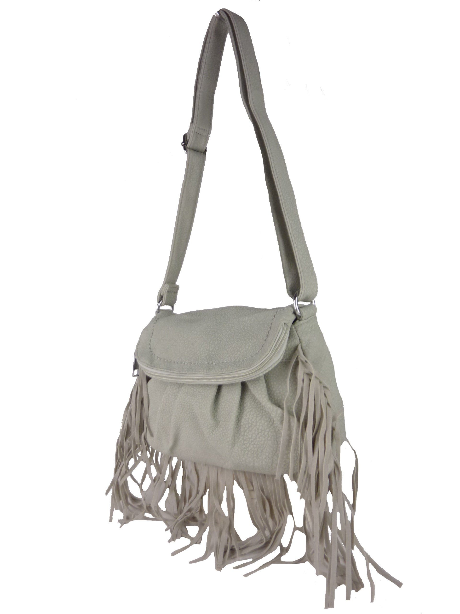 Taschen4life Umhängetasche kleine Tasche mit Fransen E113, Fransentasche zum umhängen, croos over bag, casual Streetware