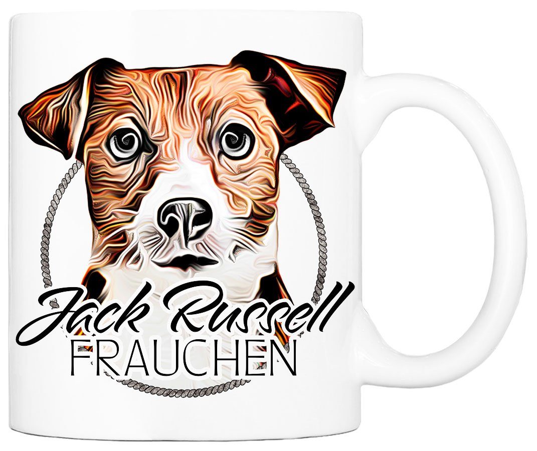 Cadouri Tasse JACK RUSSELL FRAUCHEN - Kaffeetasse für Hundefreunde, Keramik, mit Hunderasse, beidseitig bedruckt, handgefertigt, Geschenk, 330 ml