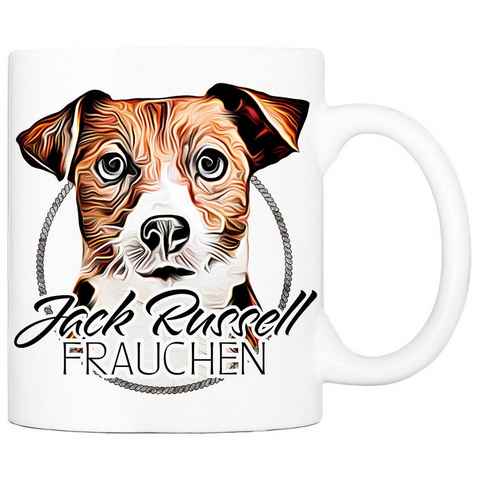 Cadouri Tasse JACK RUSSELL FRAUCHEN - Kaffeetasse für Hundefreunde, Keramik, mit Hunderasse, beidseitig bedruckt, handgefertigt, Geschenk, 330 ml