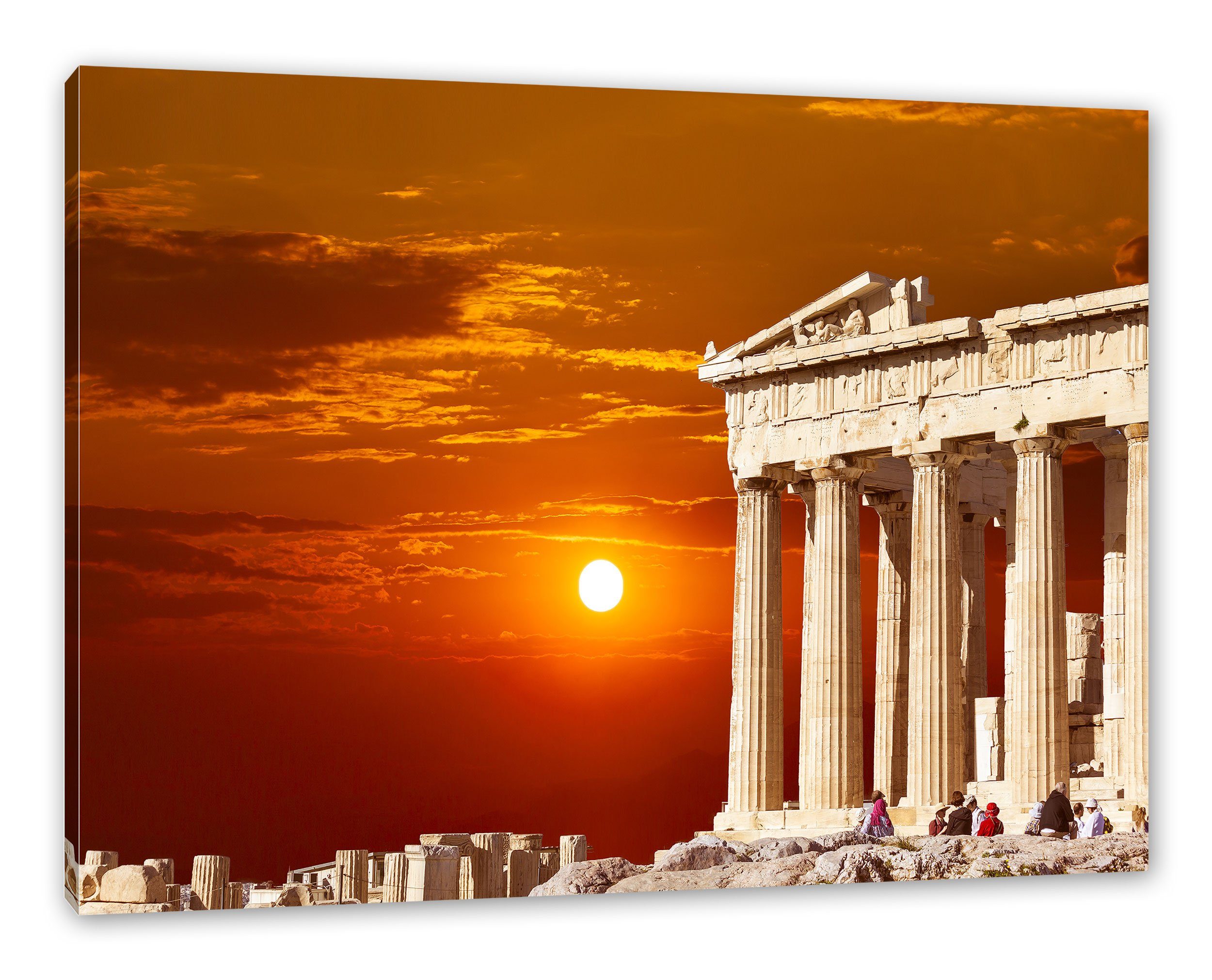 Pixxprint Leinwandbild bespannt, Tempel (1 Zackenaufhänger fertig Athene, der Tempel der Athene Leinwandbild St), inkl