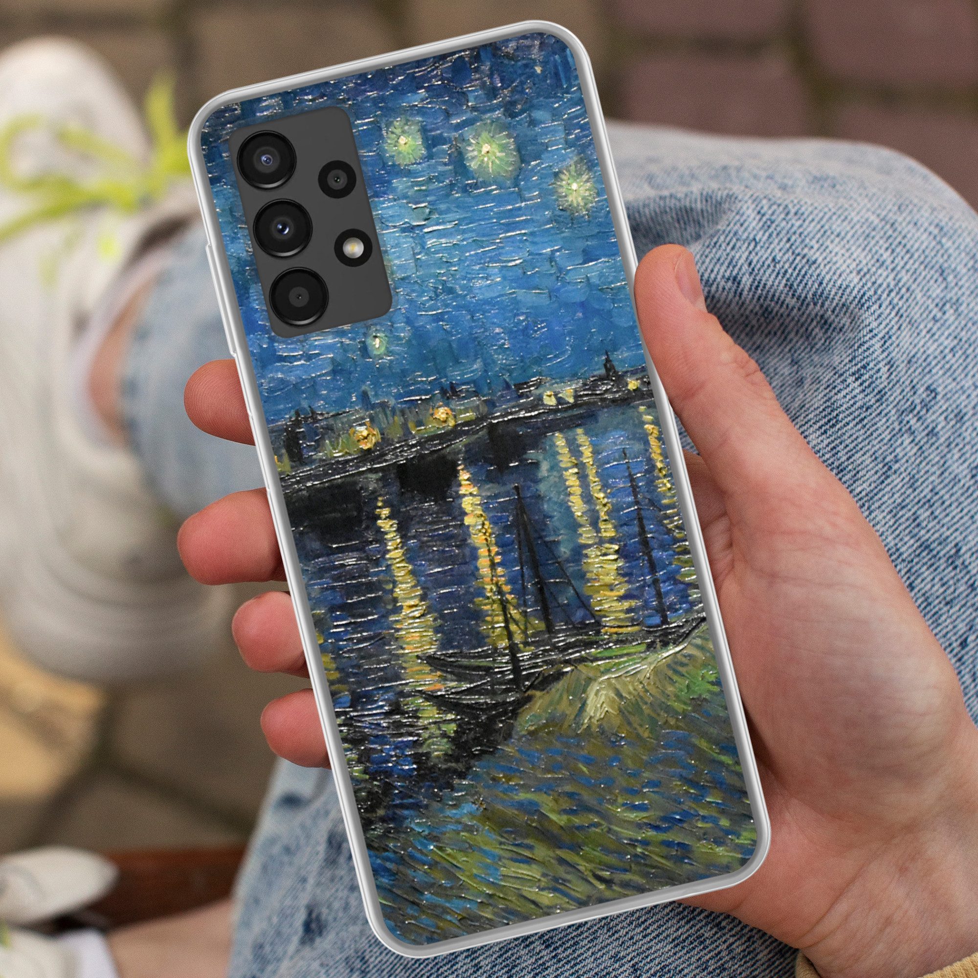 MuchoWow Handyhülle für Samsung Galaxy A13 4G Sternennacht über der Rhone - Van Gogh - Kun, Smartphone-Bumper, Print, Handy Schutzhülle Dünn