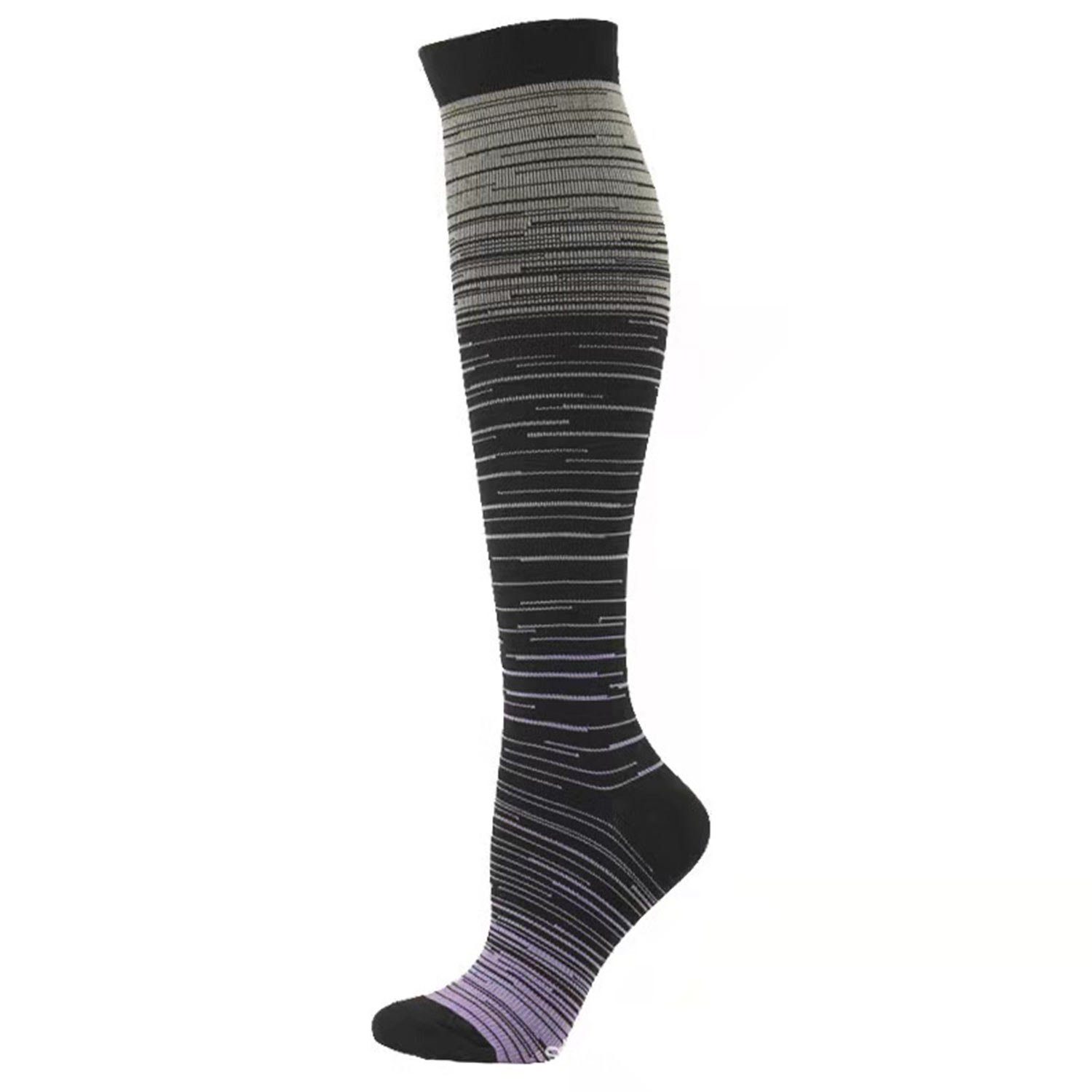 Wandern, Sport Nylonsocken Fliegen, von Mischung Farbverlauf Kompressionsstrümpfe mit Sport Kompressionsstrümpfe, Reisen Laufen, MAGICSHE 3-Paare mittellangen Hellgrau+Hellviolett