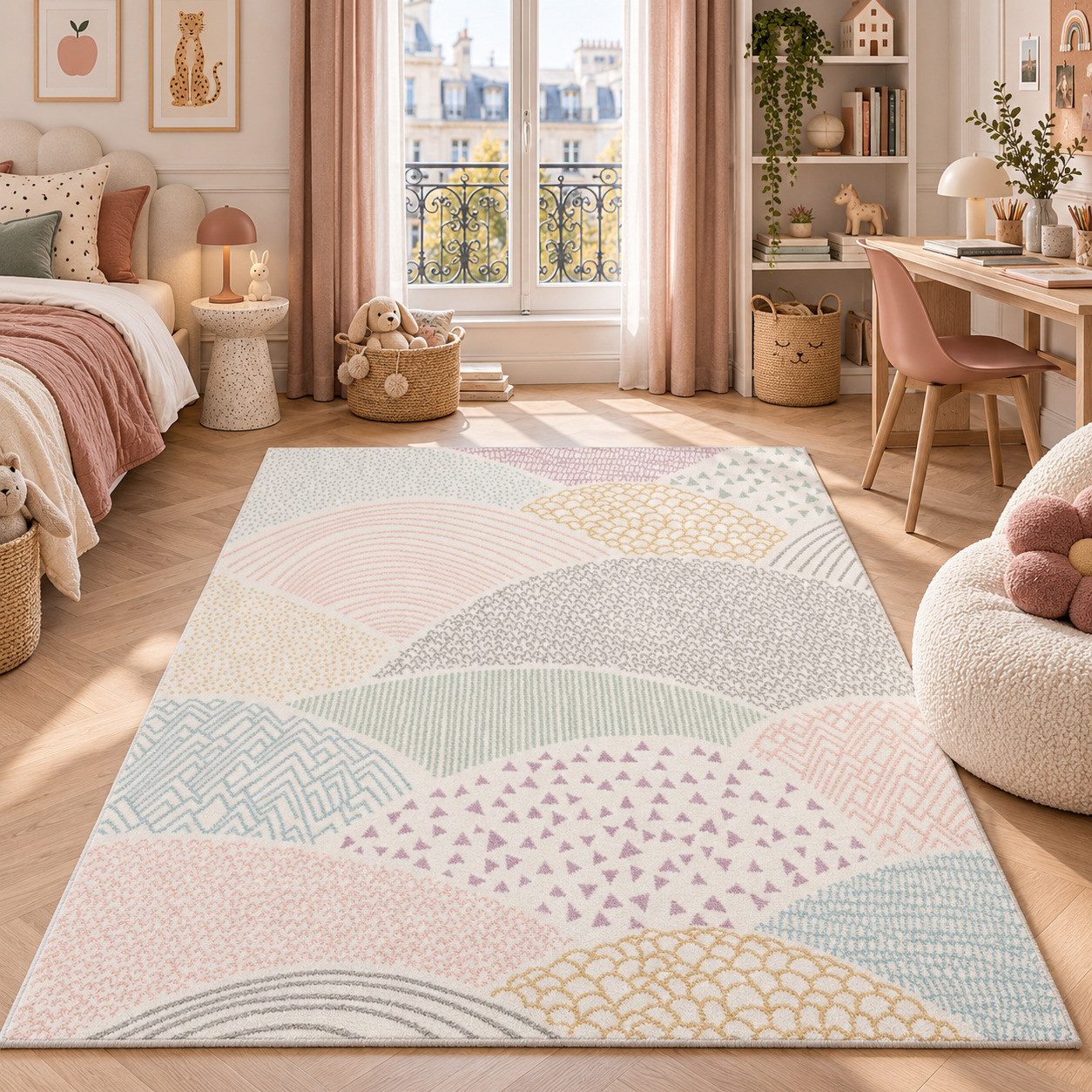 Pergamon Kinderteppich Kinder Teppich Softstar Kids Fantasy Bunt, Rechteckig, Höhe: 11 mm