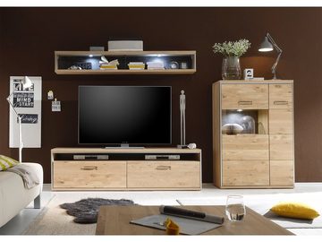möbelando TV-Board TV-Board >Medina< in Asteiche Bianco geölt aus Metall - 184x51x52cm, 184 x 51 x 52 cm (B/H/T)