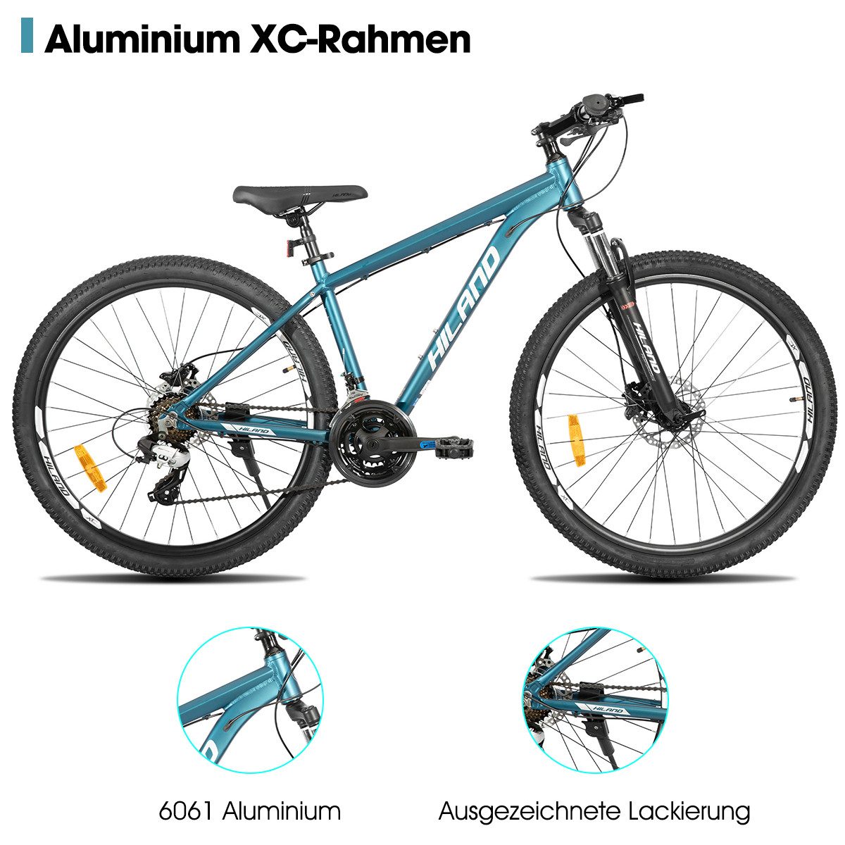 HILAND Mountainbike 27.5 Zoll Offroad-MTB für Erwachsene, Männer und Frauen, 24 Gang, 24 Gänge, leichter Aluminiumrahmen, hydraulische Scheibenbremsen