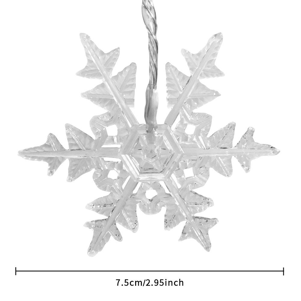 Modi,wasserdicht,Timer Weihnachtendeko, Lichterkette, 8 LED Schneeflocke Sunicol Lichtervorhang LED-Lichterkette Weiß