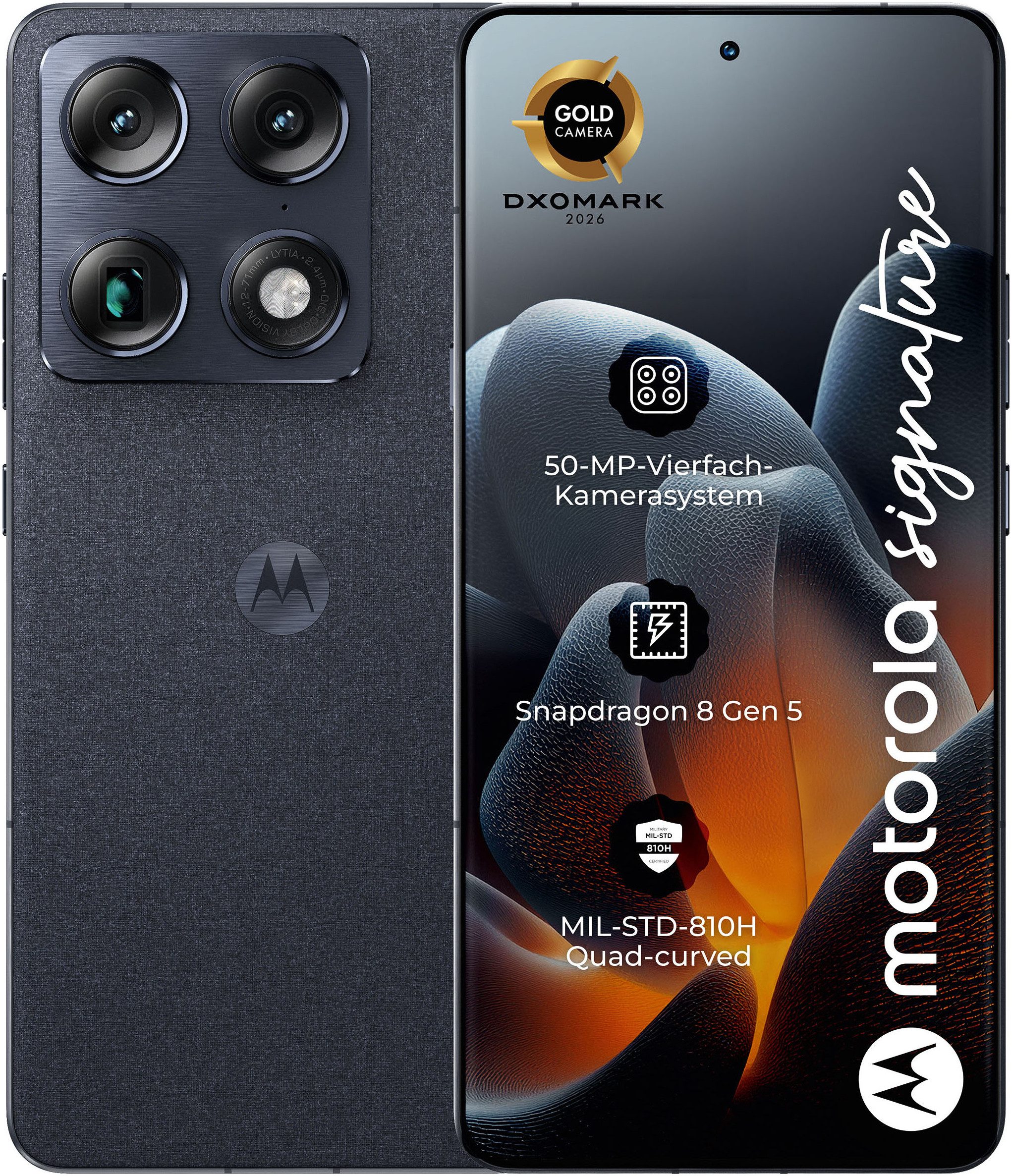 Motorola Signature Smartphone (17,22 cm/6,78 Zoll, 512 GB Speicherplatz, 50 MP Kamera, Super-HD+-Display, Corning Gorilla Glass Victus2, 90W-TurboPower)
