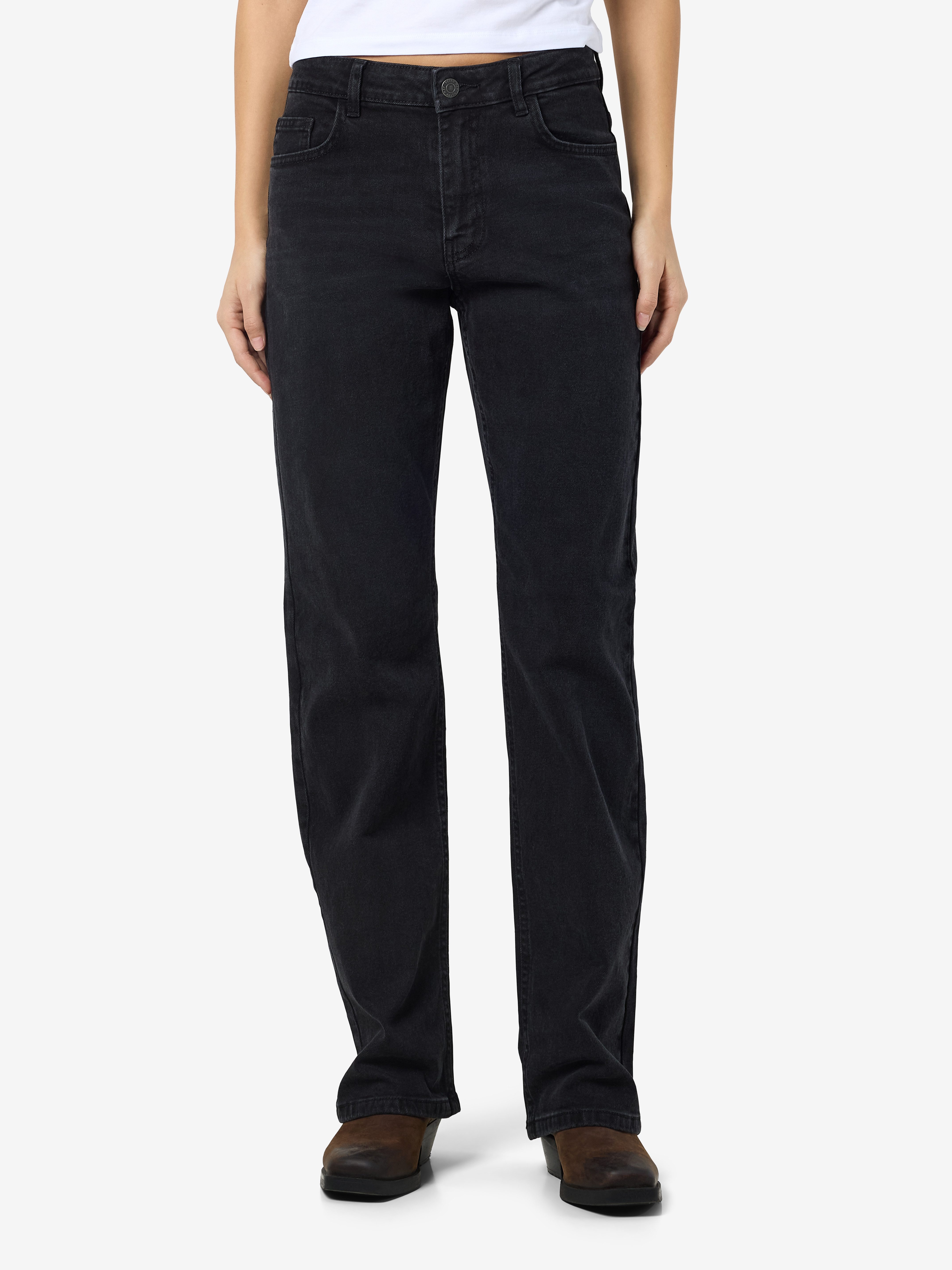 Noisy may High-waist-Jeans NMMONICA HW STRAIGHT JEAN BLACK NOOS günstig online kaufen