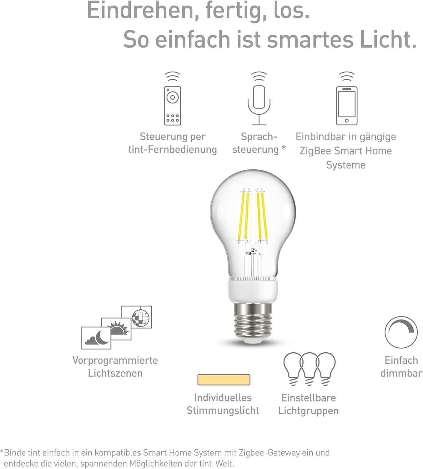 tint LED-Leuchtmittel Retro, E27, Warmweiß, LED-Birne im Vintage-Look