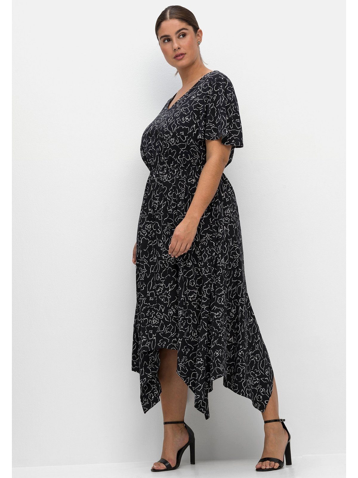 Größen zipfeligem, Sheego Rockteil Große Sommerkleid mit schwingem weit