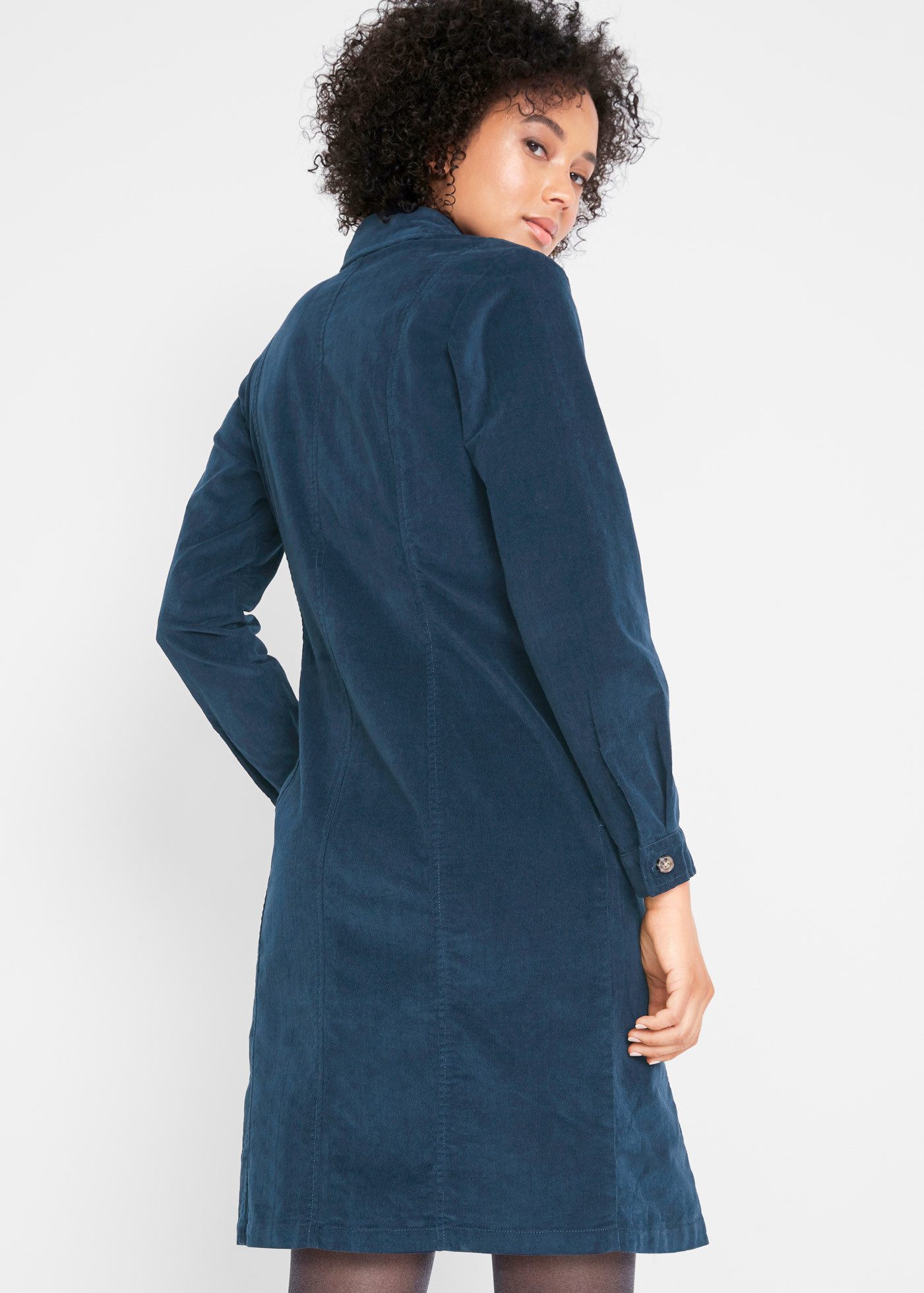 bonprix Hemdblusenkleid für Alltag, aus Baumwolle und Elasthan, mit Knopfleiste