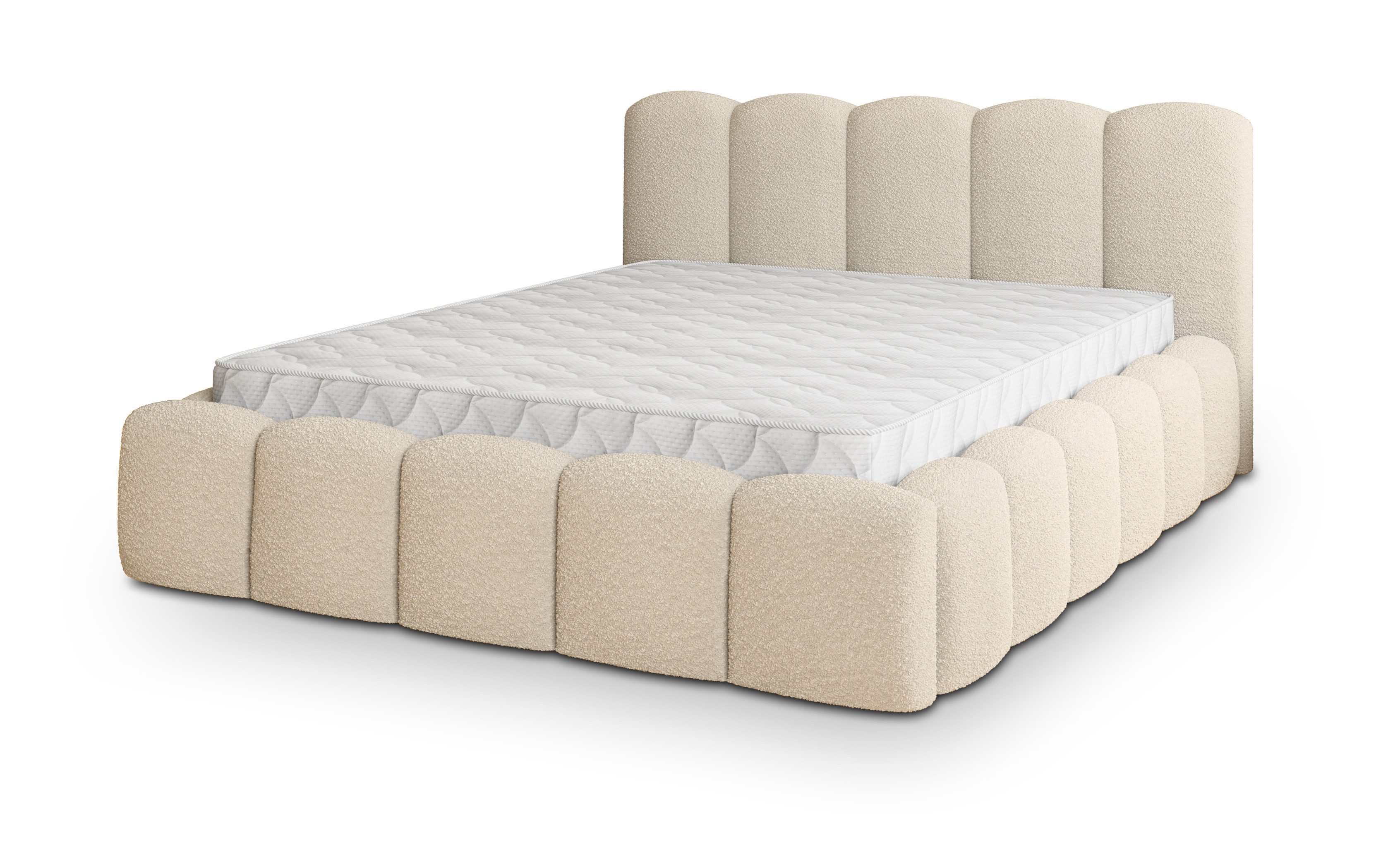 Masseno Polsterbett FALINA 120x200 cm gelb (mit Bettkasten und Lattenrost)