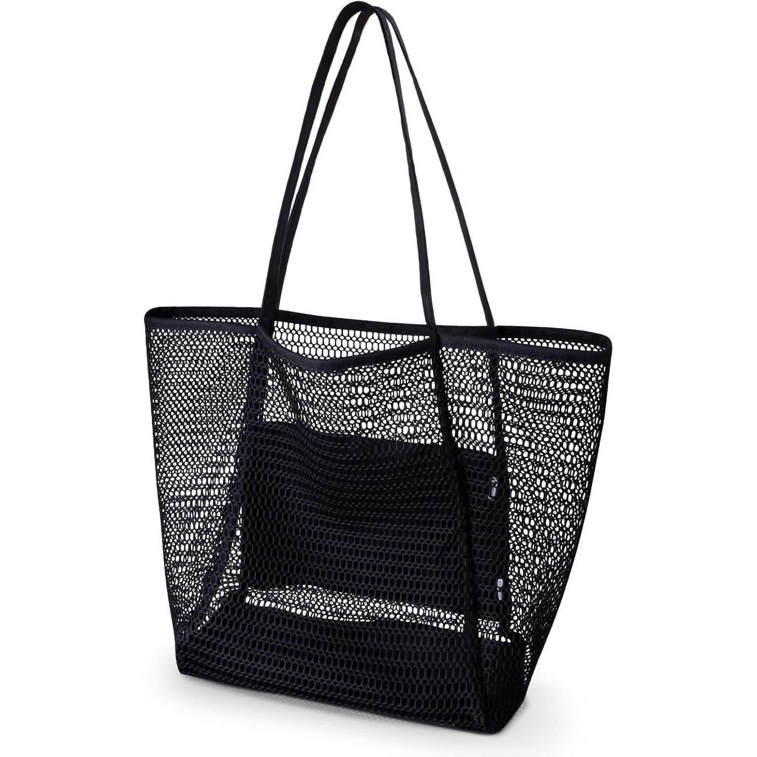 LuxusKollektion XL-Strandtasche Große Strandtasche Damen XL Netz Reißverschluss Faltbar Mesh