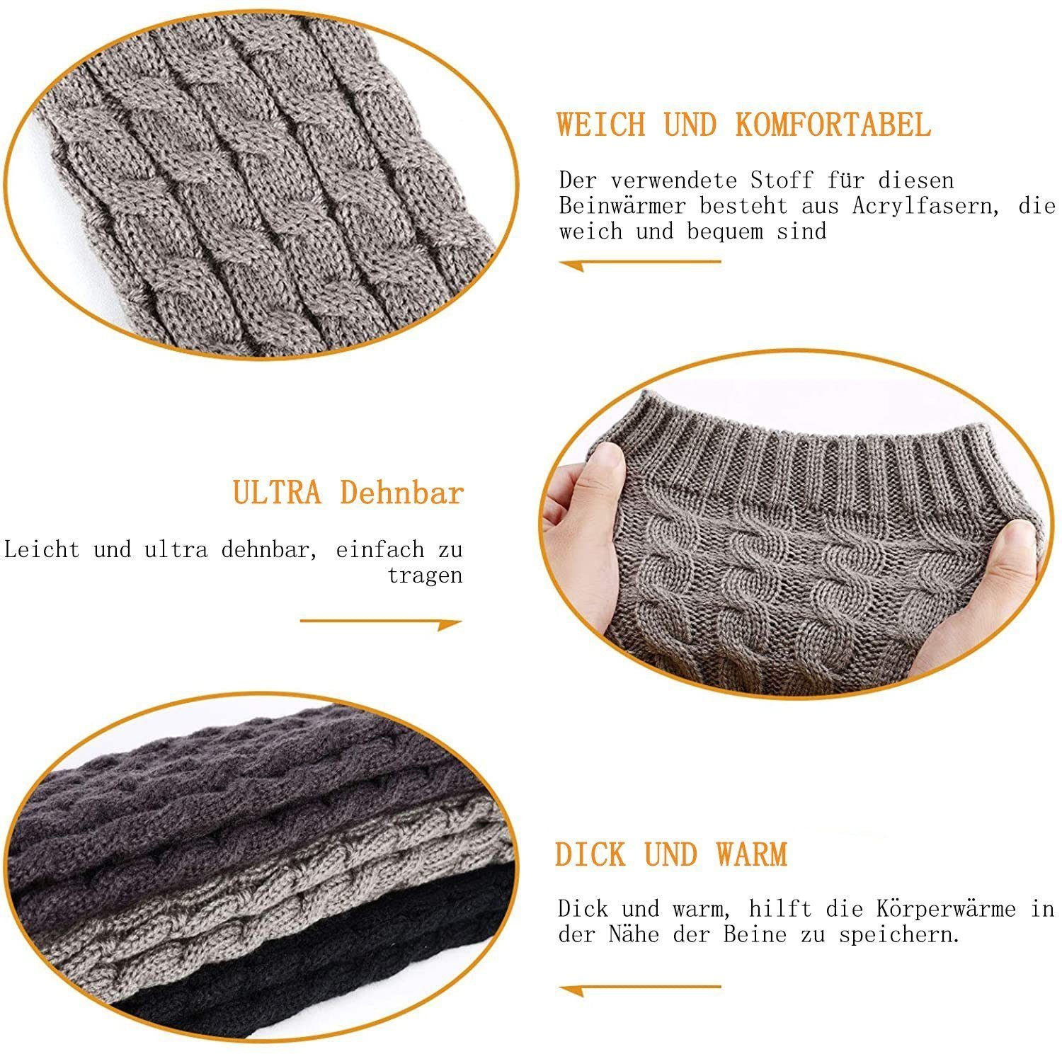 Beinwärmer Strick Paar Winter Thermal Warme Beinstulpen Legwarmer Haiaveng 3 Damen