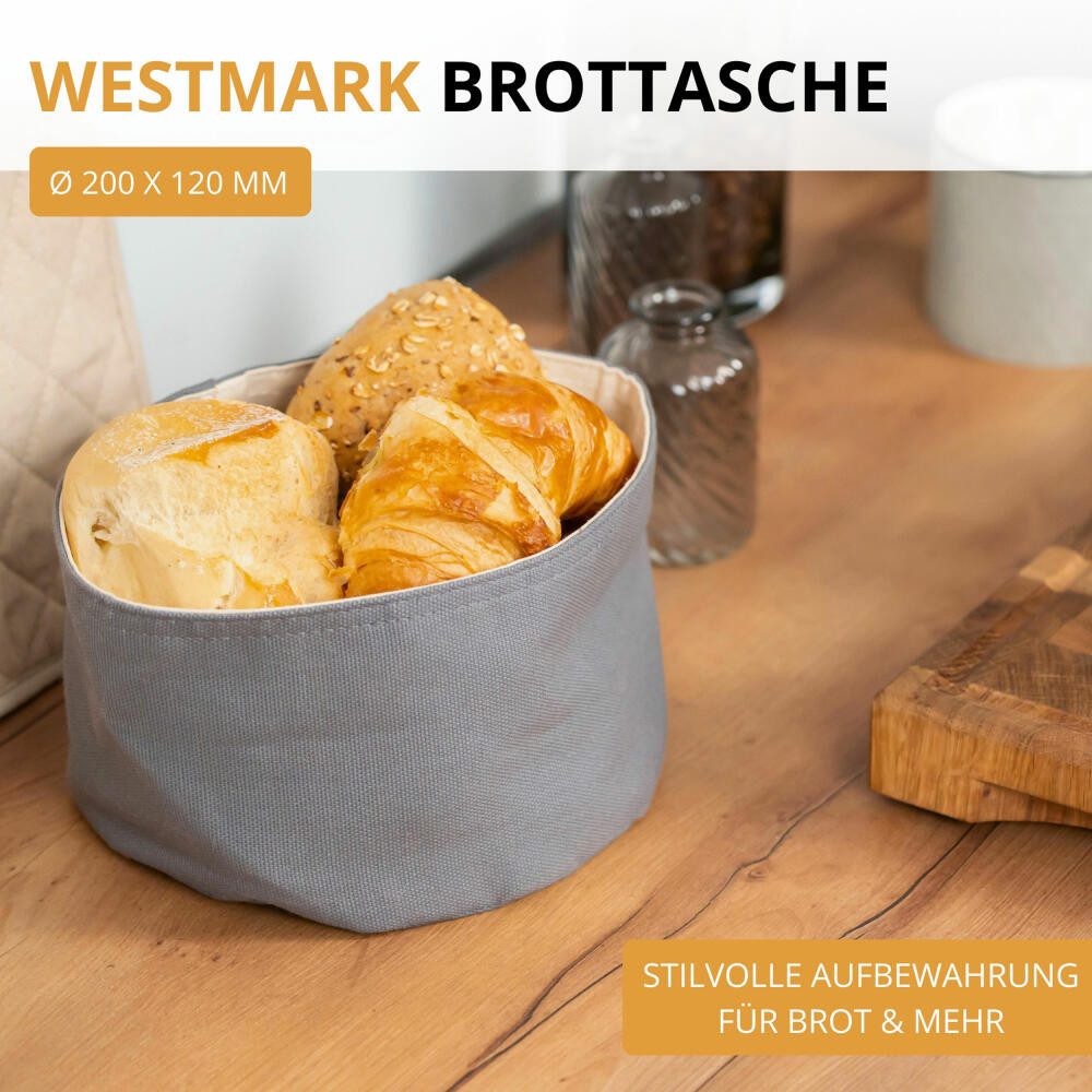 WESTMARK Tranchiermesser Tasche Rund, Stoff-Brotkorb für Brot, Brötchen, Gebäck & Obst, hygienisch, platzsparend, atmungsaktiv