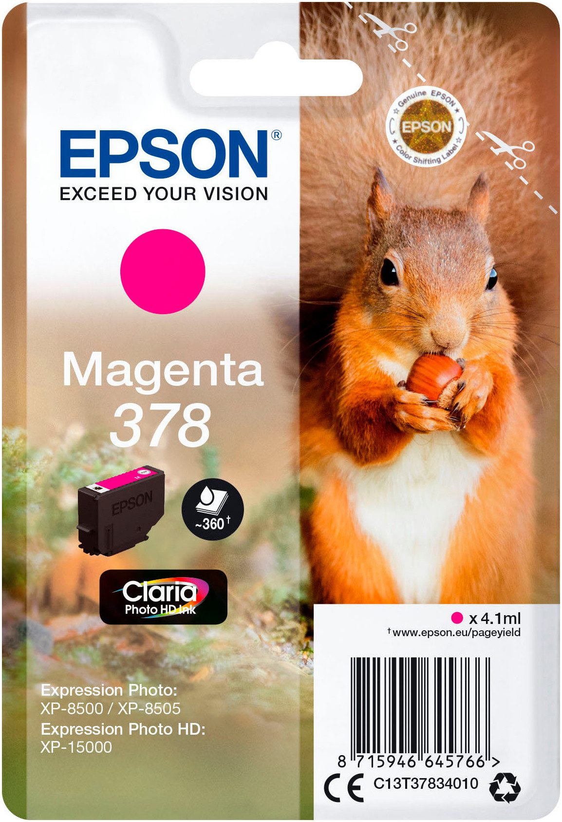 Epson original 378, Claria Photo HD (Eichhörnchen) Tintenpatrone