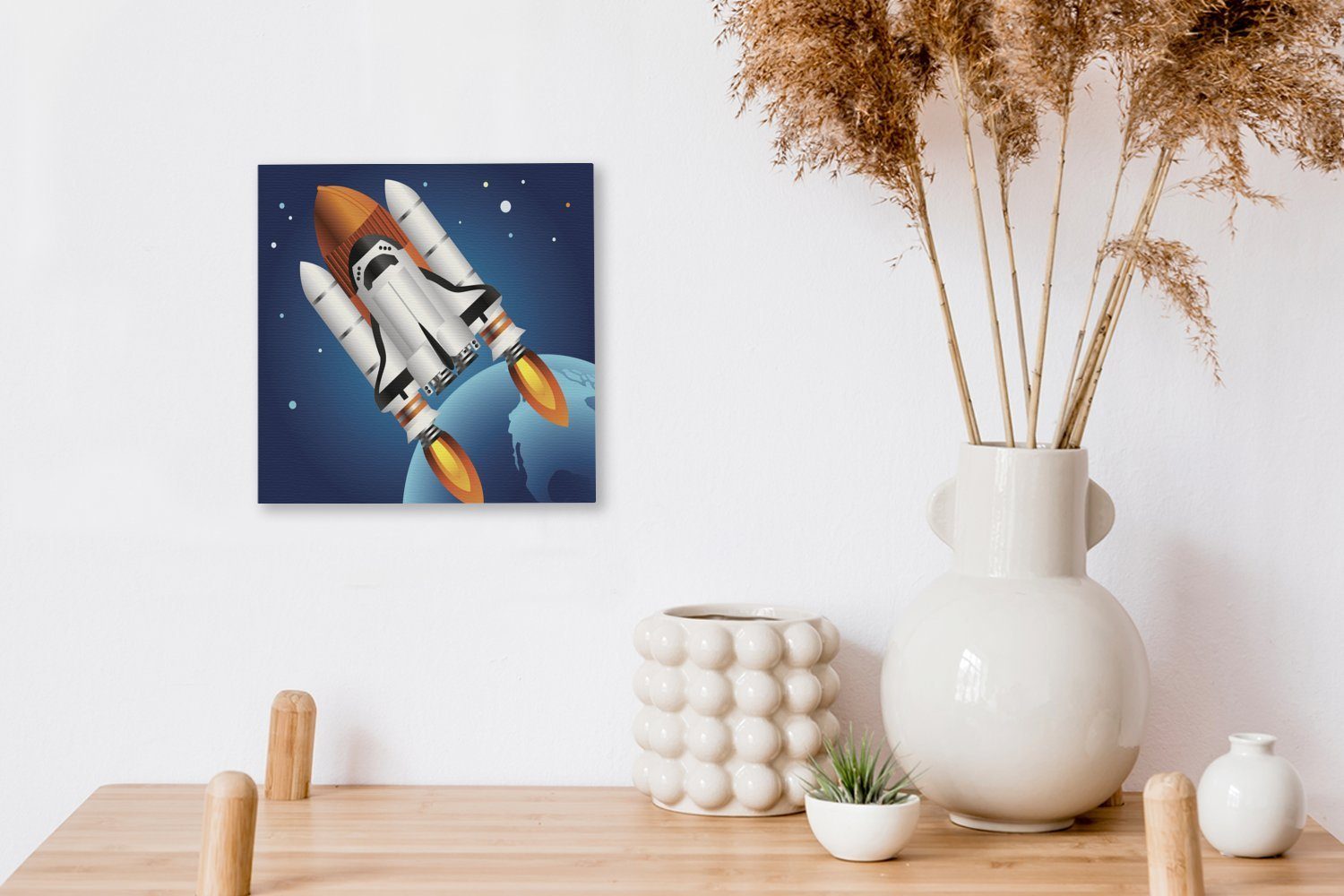 Eine Wohnzimmer Shuttles Leinwand Schlafzimmer für Leinwandbild OneMillionCanvasses® (1 St), Bilder Rakete, Space Illustration einer auf eines