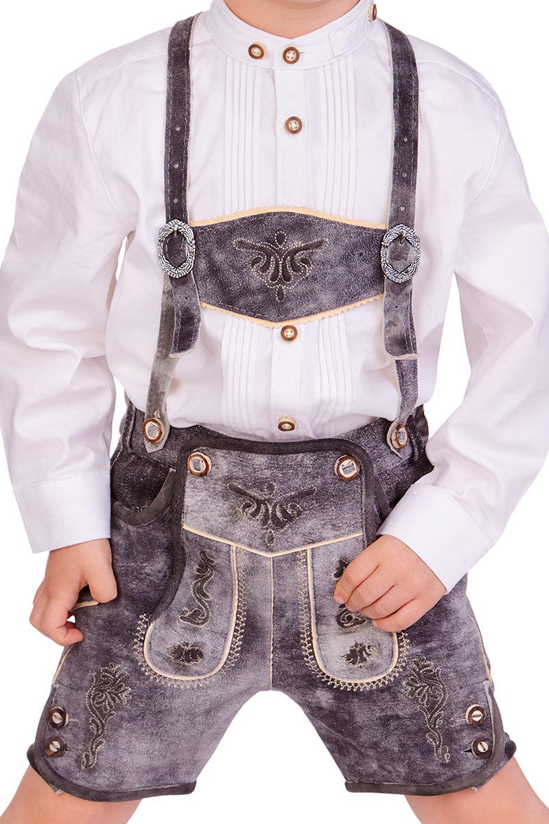 Isar-Trachten Lederhose Lederhose Kinder - FINN - grau – Bild 2 von 5