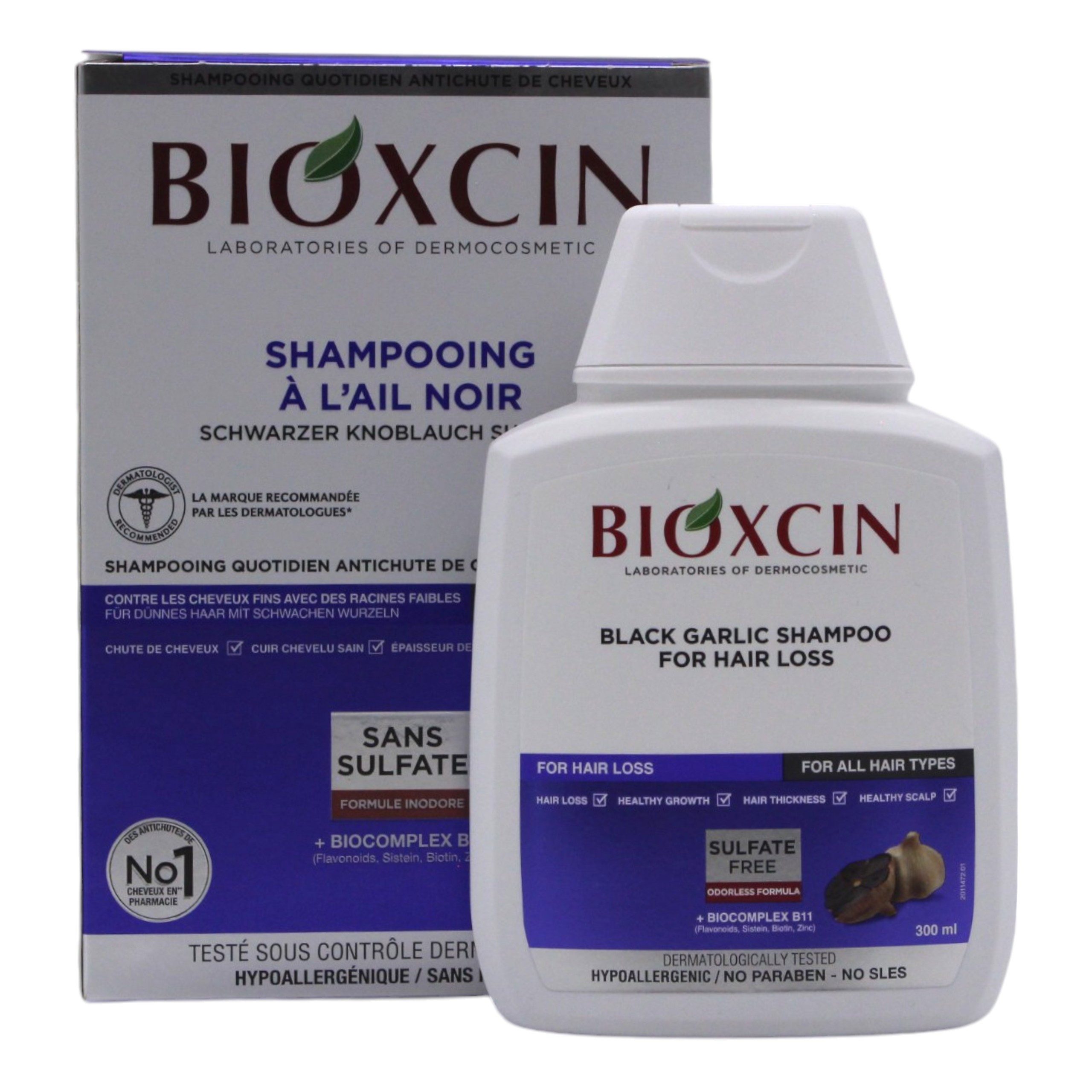 Bioxcin Haarshampoo Bioxcin Black Garlic,Schwarzer Knoblauch,B11,gegen Haarausfall,300ml