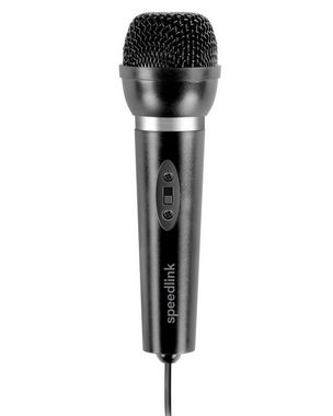Speedlink Mikrofon CAPO 3,5mm Klinke Tisch-Mikrofon Hand-Mikrofon, Standfuß, 3,5mm Klinke, Stummschalter, 2m Kabel, für HiFi PC etc.