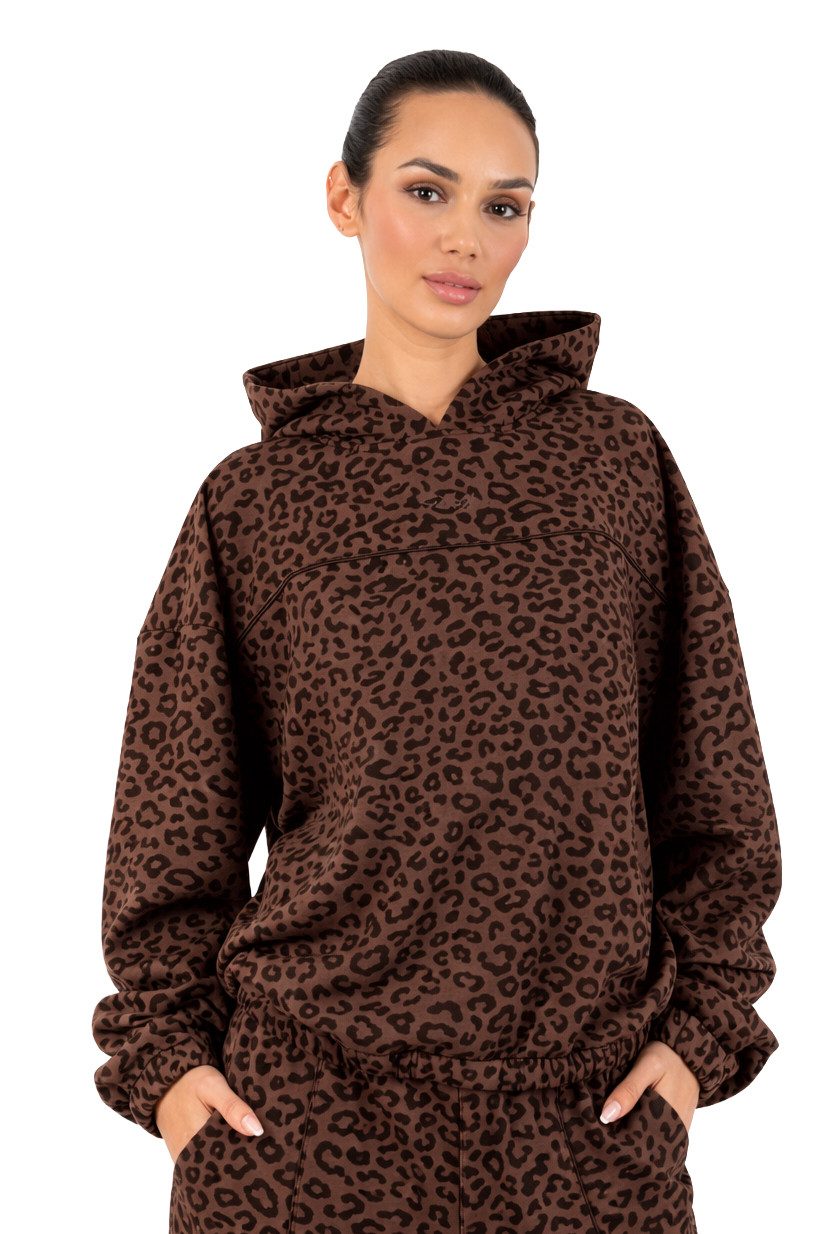 Smilodox Hoodie Siara, Oversize Leo-Print, Kapuzenpullover mit Kordelzug, Streetwear Oversize, Leo-Muster, weiches Material, Homewear