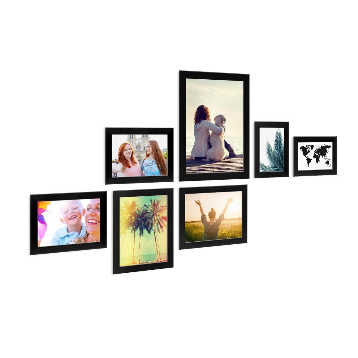 PHOTOLINI Bilderrahmen 7er Set Modern Collection 10x15 cm 21x30 Schwarz bis Basic