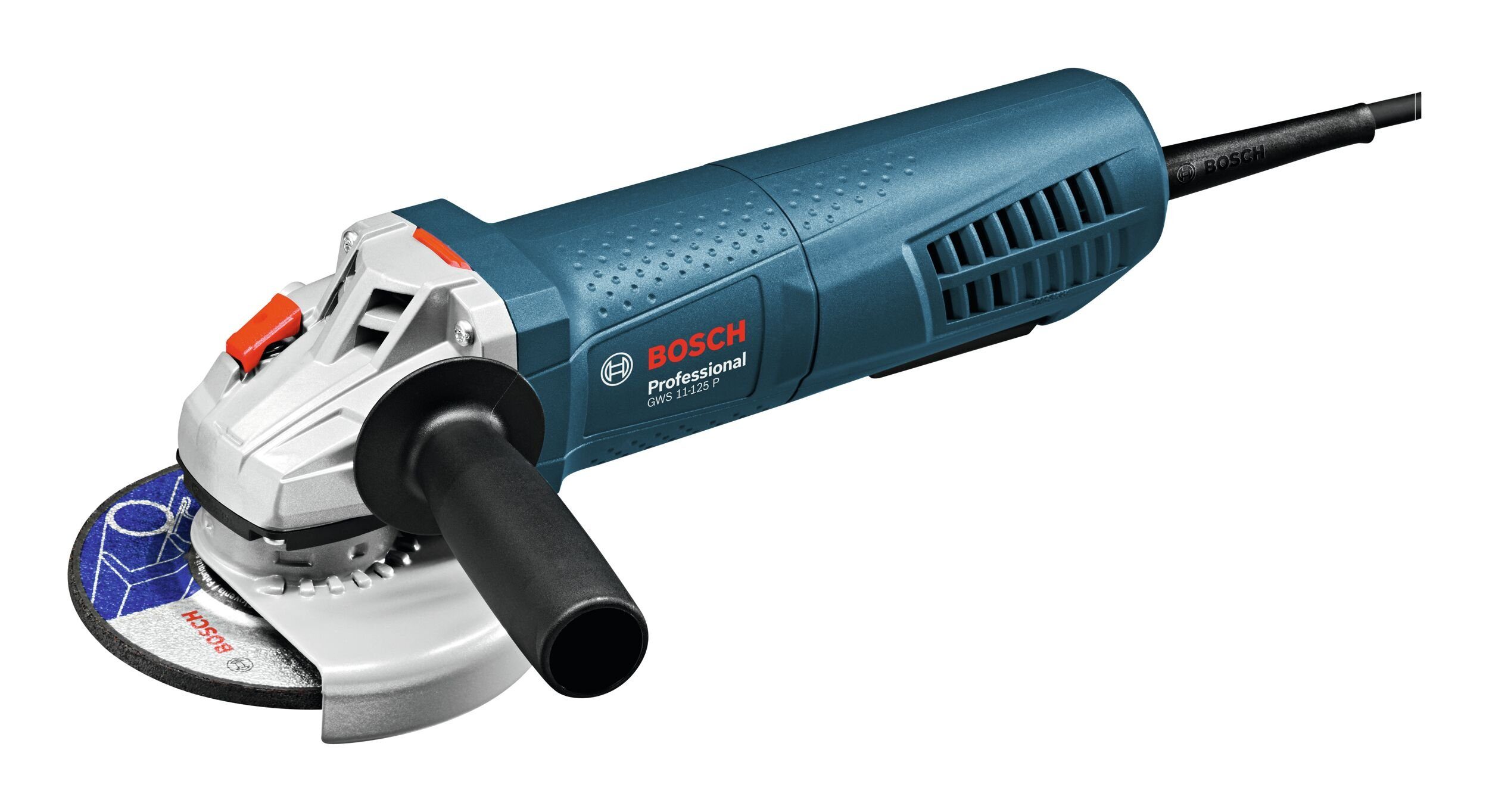 Bosch Professional Угловая шлифовальная машина GWS 11-125 P, max. 11500 U/min, Угловая шлифовальная машина, 240 V + Zusatzhandgriff