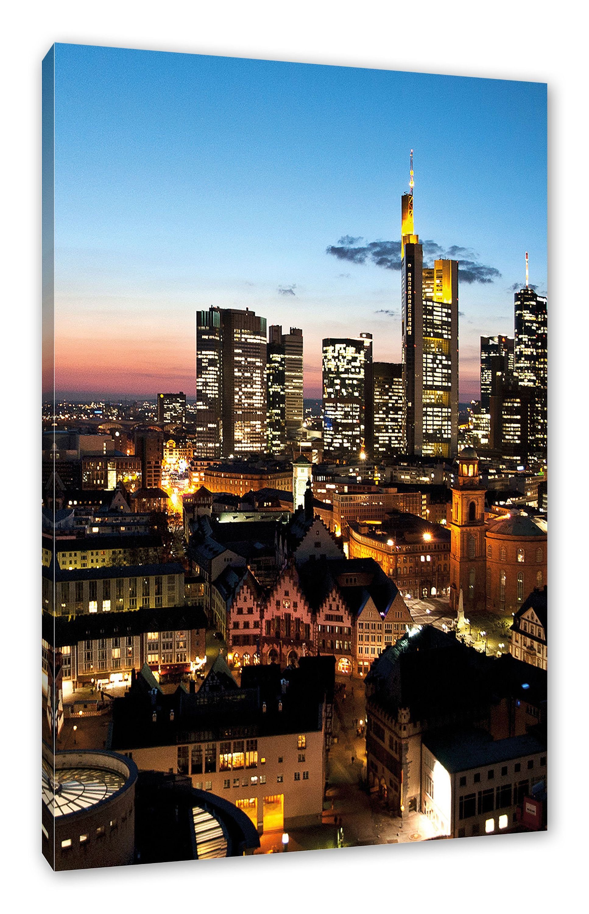 inkl. St), Frankfurt Skyline Leinwandbild Pixxprint (1 fertig bespannt, Skyline, Frankfurt Leinwandbild Zackenaufhänger