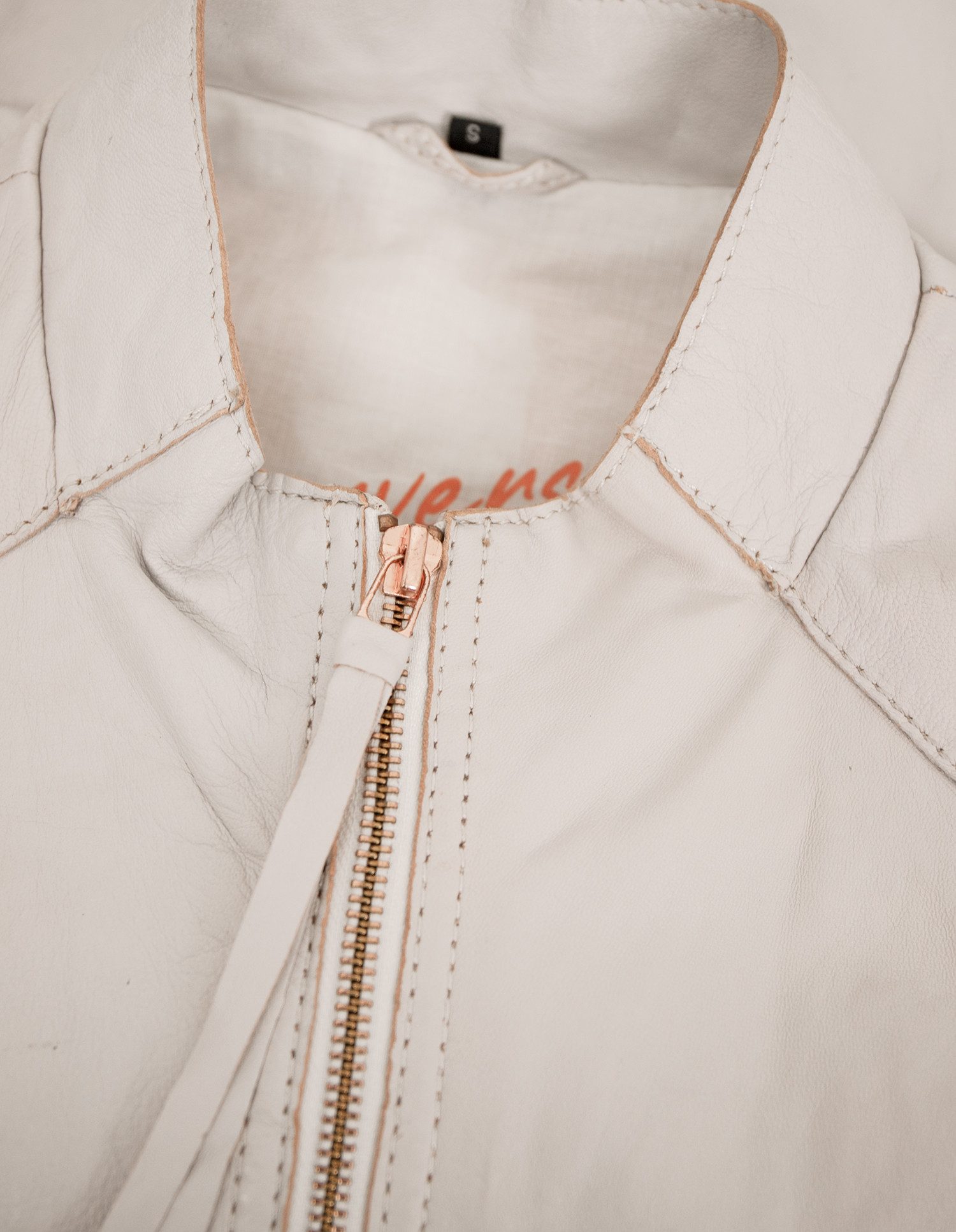 Freaky Nation Lederjacke New Elina-FN Freaky Nation - Damen Lederjacke Lammnappa weiß antik