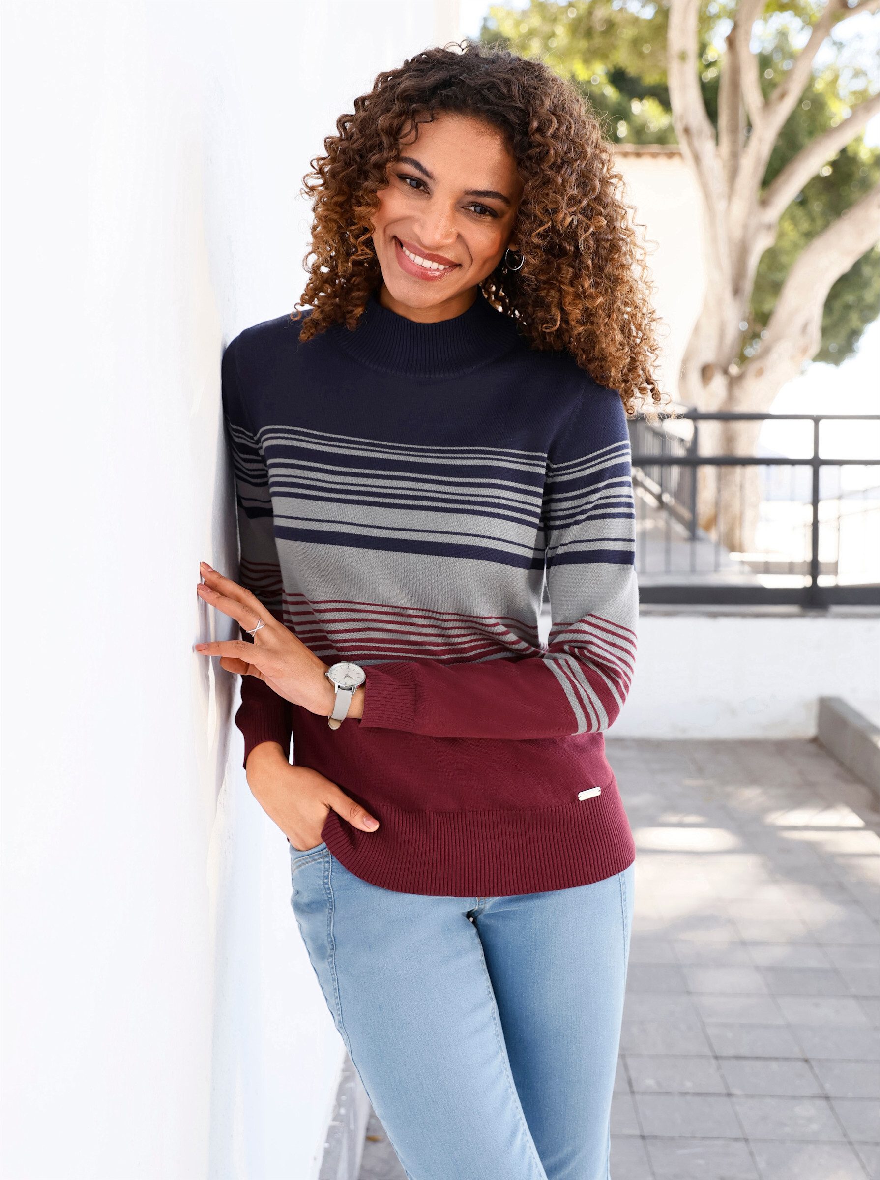 Witt Strickpullover Stehkragen-Pullover Langarm Jersey