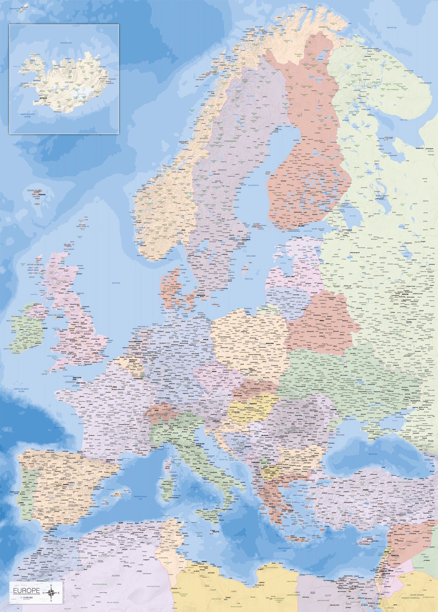Poster Landkarten - Giant Poster - Europakarte günstig online kaufen