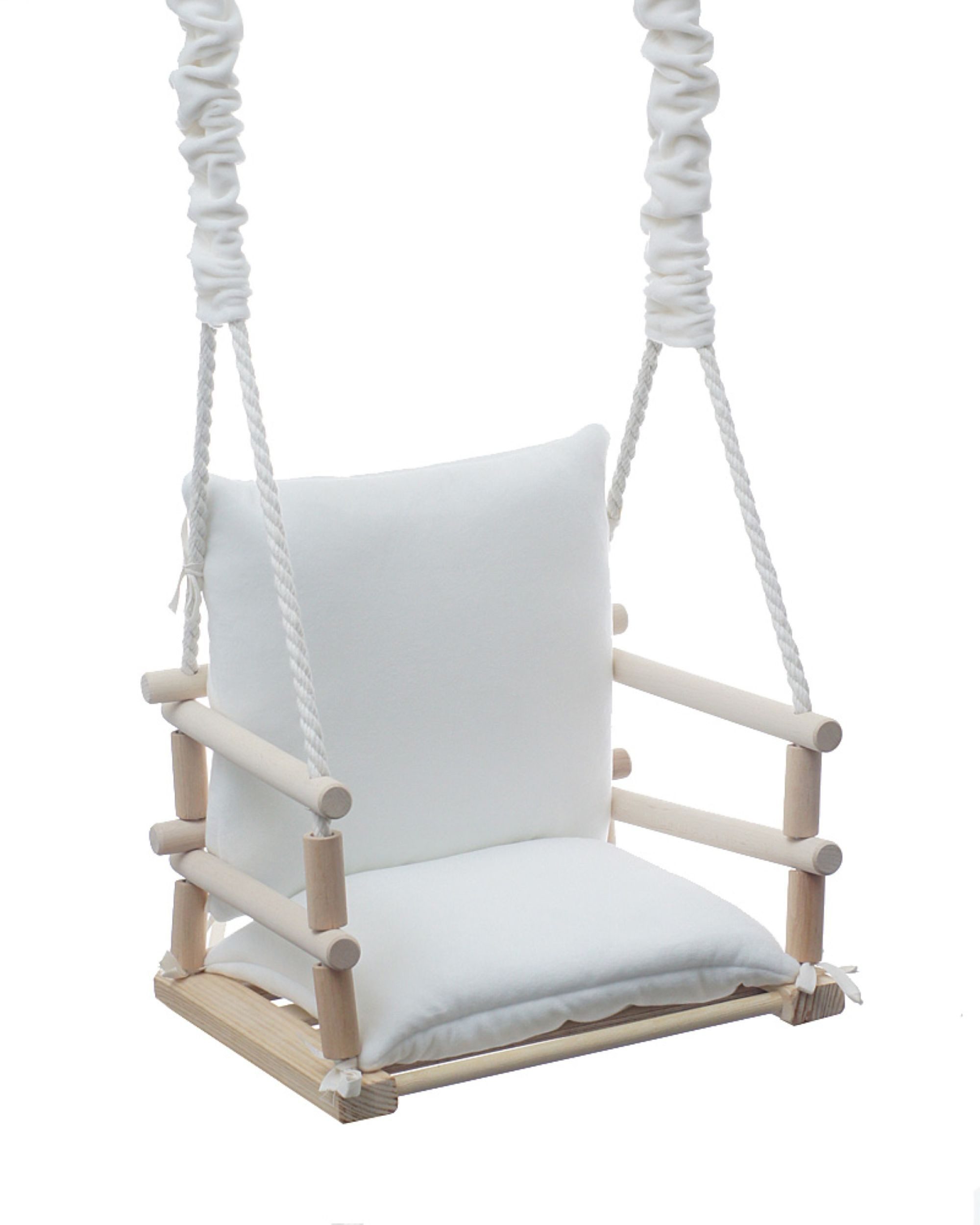 LuMali Babyschaukel Babyschaukel 3in1 Holz Sicherheitsgurt drinnen draußen 34x34x28cm, Kinderschaukel Naturholz Kiefer weich verstellbar 6-36 Monate