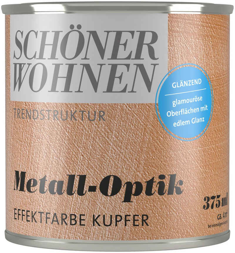 SCHÖNER WOHNEN FARBE Wand- und Deckenfarbe TRENDSTRUKTUR Metall-Optik, 375 ml, glänzende Effektfarbe für metallischen Look