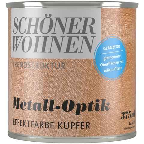 SCHÖNER WOHNEN FARBE Wand- und Deckenfarbe TRENDSTRUKTUR Metall-Optik, 375 ml, glänzende Effektfarbe für metallischen Look