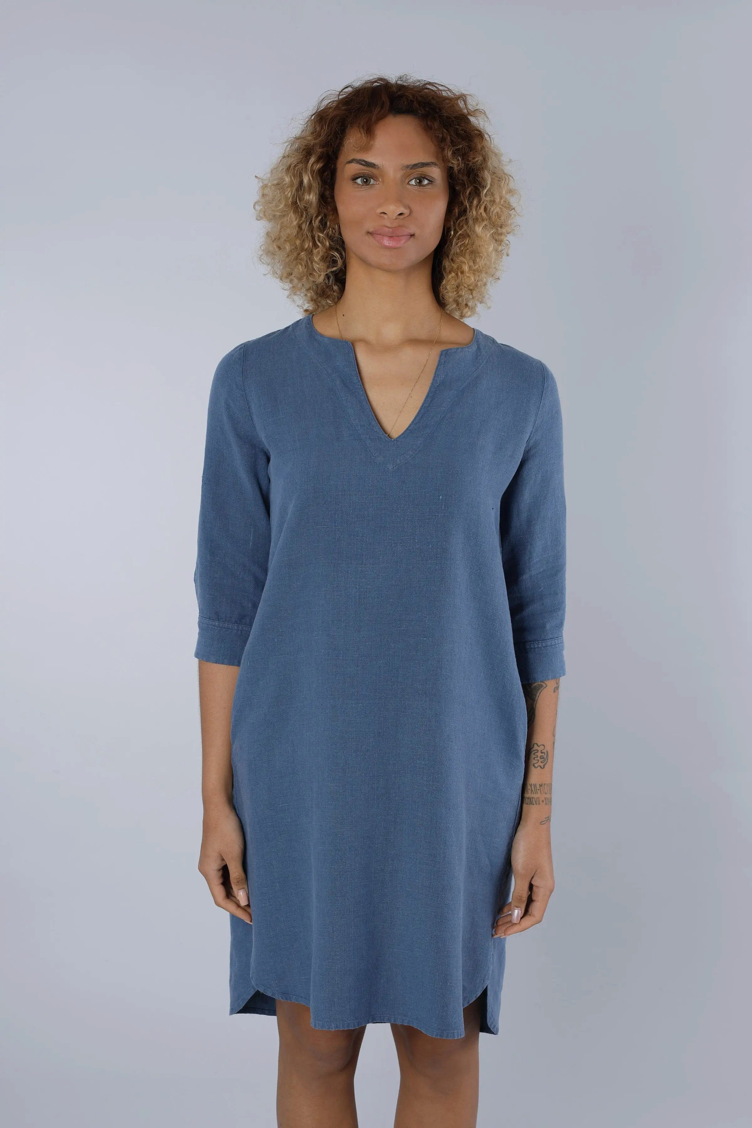 NADINE H Sommerkleid Leinenkleid BLUE