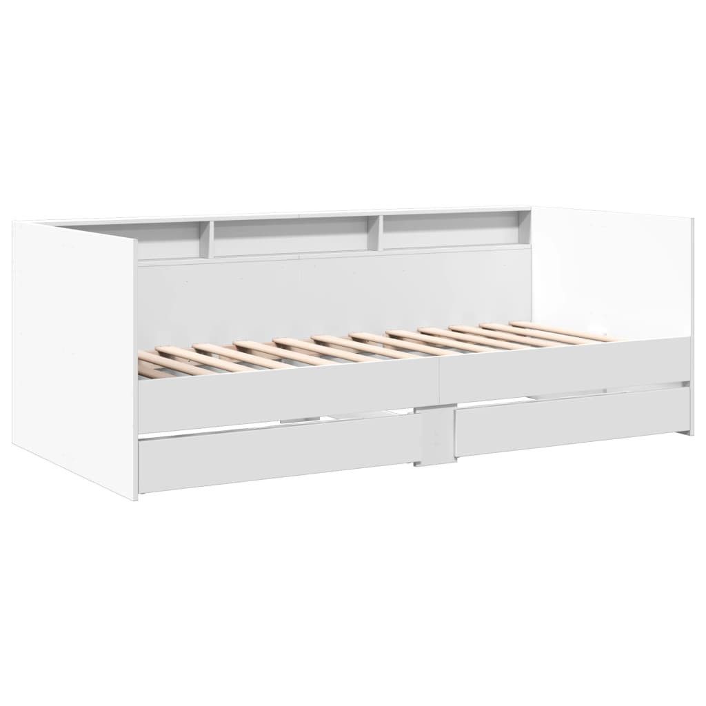 vidaXL Gästebett 90 x 200 cm Gästebett Tagesbett mit Schubladen Weiß 90x200 cm Spanplat