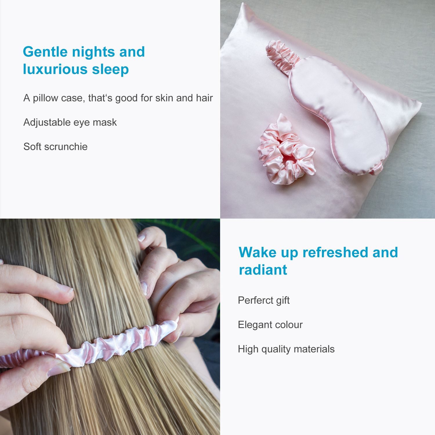 Intirilife Schlafmaske, Set, 3-tlg., 1x Schlafmaske, 1x Kissenüberzug, 1x Haarband, Seiden Schlafset inkl. Schlafmaske, Kissenüberzug, Haarband (3-tlg)