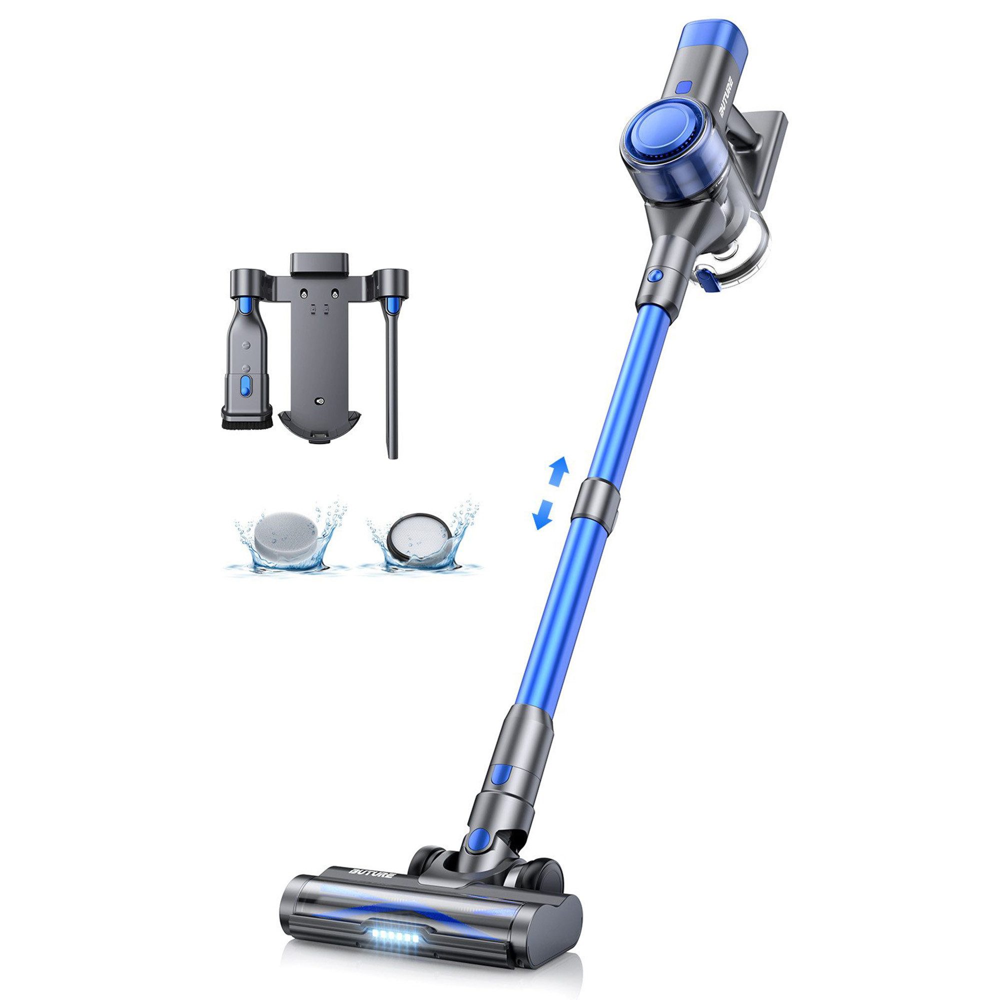 Laresar Akku-Hand-und Stielstaubsauger, Akku Staubsauger 450W/33000pa,Staubsauger Kabellos bis zu 55 Min. Laufzeit,Kabelloser Staubsauger,Touchscreen