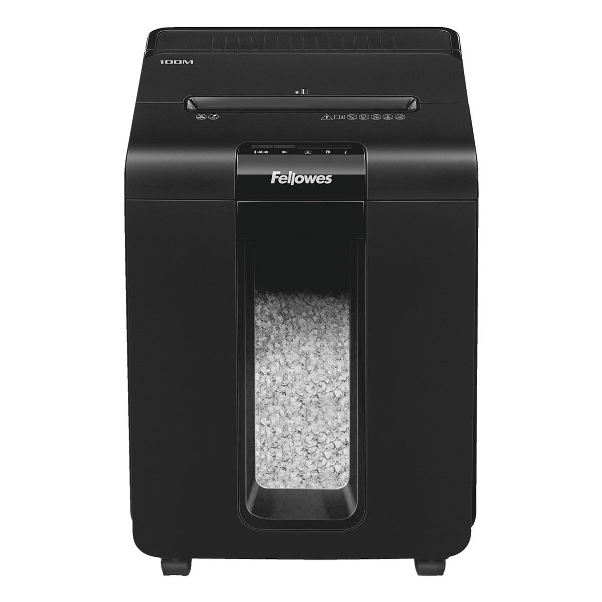 FELLOWES Aktenvernichter AutoMax 100M, Shredder, Partikelschnitt 4 x 10 mm, Einzelblatt/ Autofeed, 23 Liter
