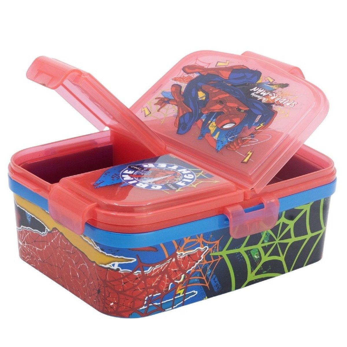 Stor Lunchbox Spiderman Kinder Brotdose XL – Lunchbox 3 Fächern & tollem Design, (1x Deckel, 1x Lunchbox), Brotdose, Lunchbox