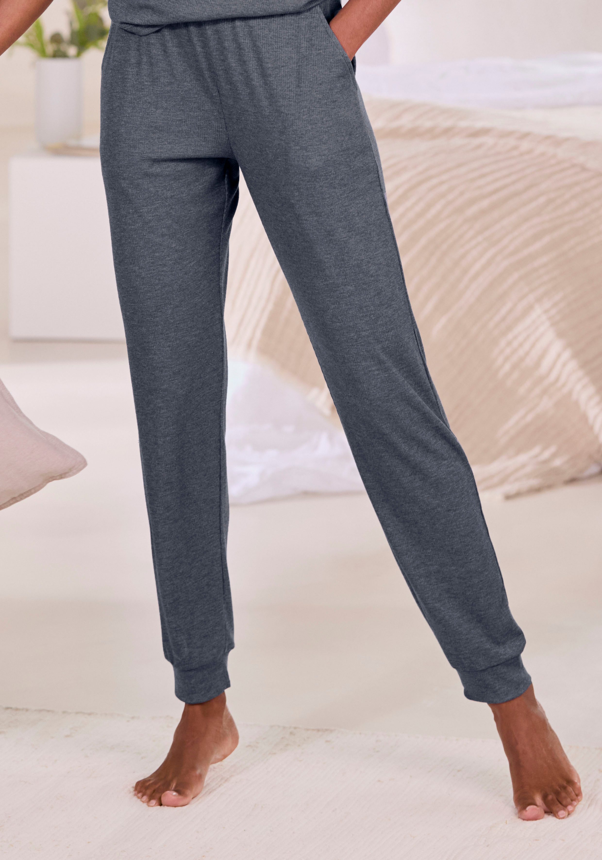 Vivance Dreams by Lascana Pyjamahose in weicher Rippqualität