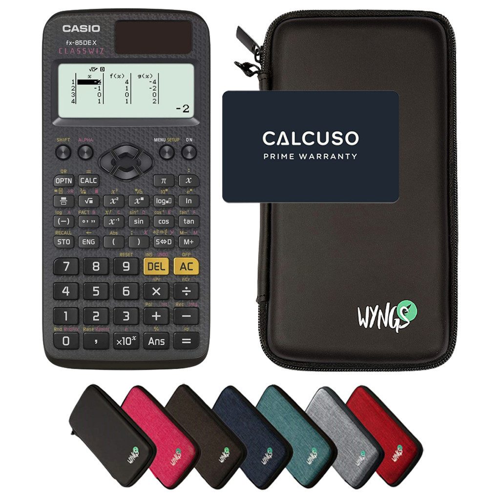 CASIO Taschenrechner fx-85DE X ClassWiz inkl. WYNGS Schutztasche Schwarz