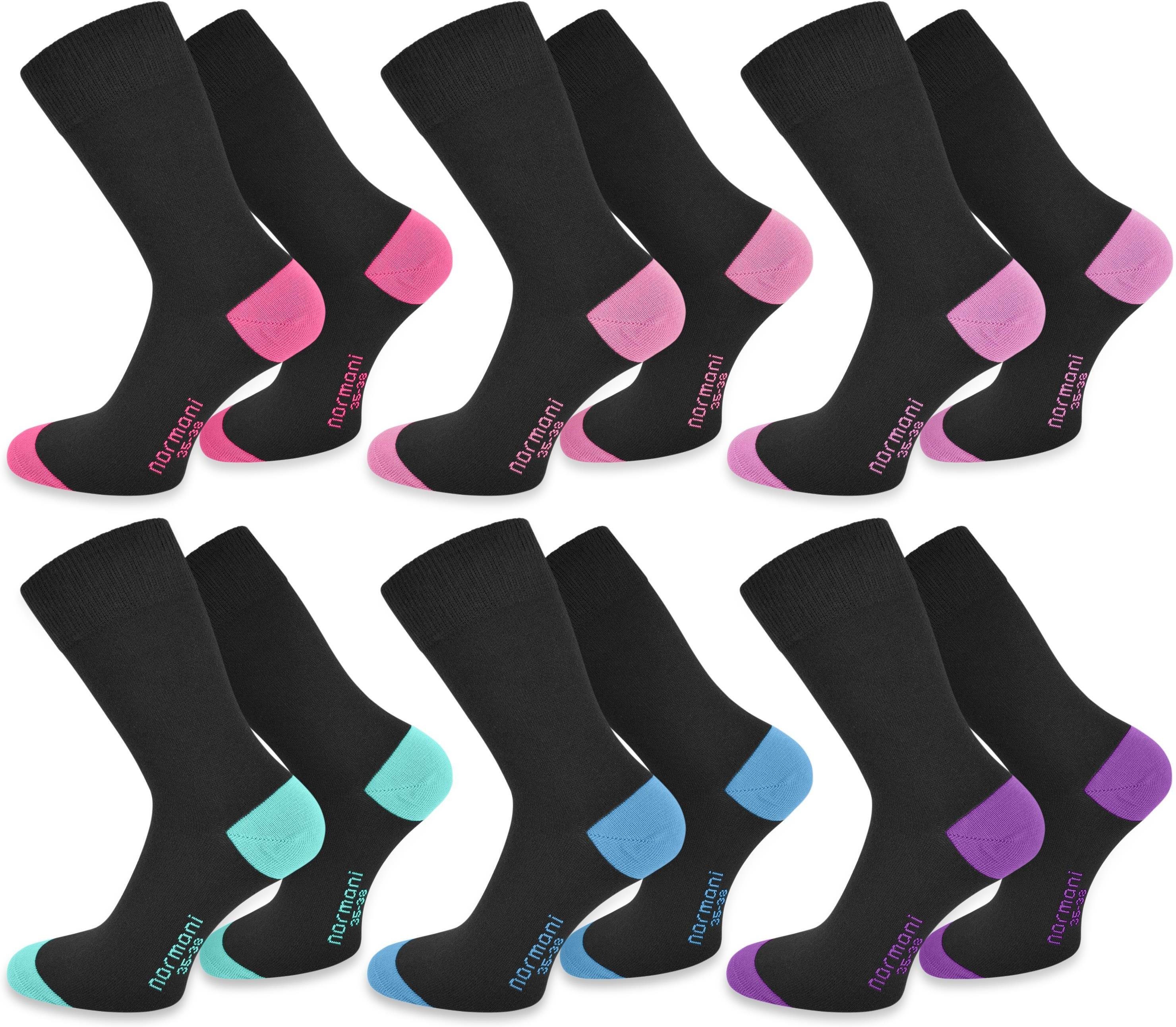 normani Basicsocken 6 Paar Socken New Style (6er-Set, 6 Paar) kein Ausbleichen Pink/Rosa/Flieder/Mint/Türkis/Lila