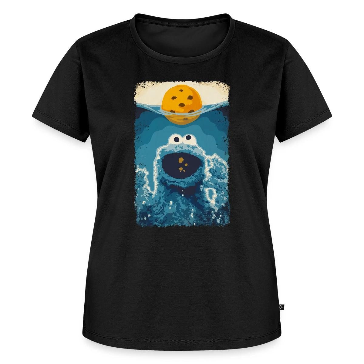Spreadshirt T-Shirt Sesamstraße Krümelmonster Hai Frauen Premium T-Shirt (1-tlg)