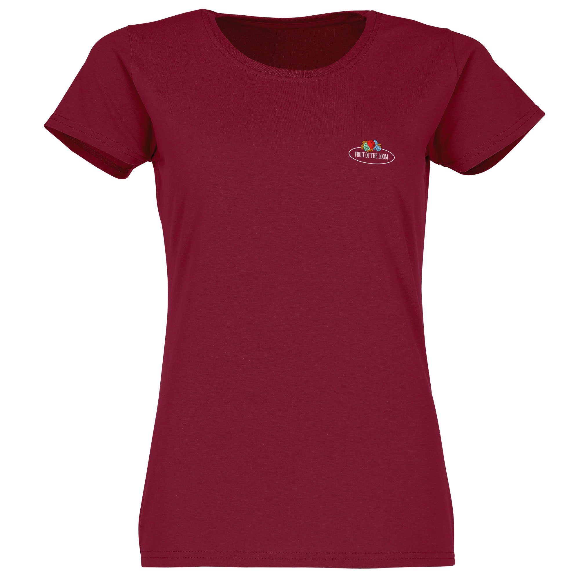Damen Vintage-Logo burgund the mit Loom Fruit Rundhalsshirt T-Shirt of