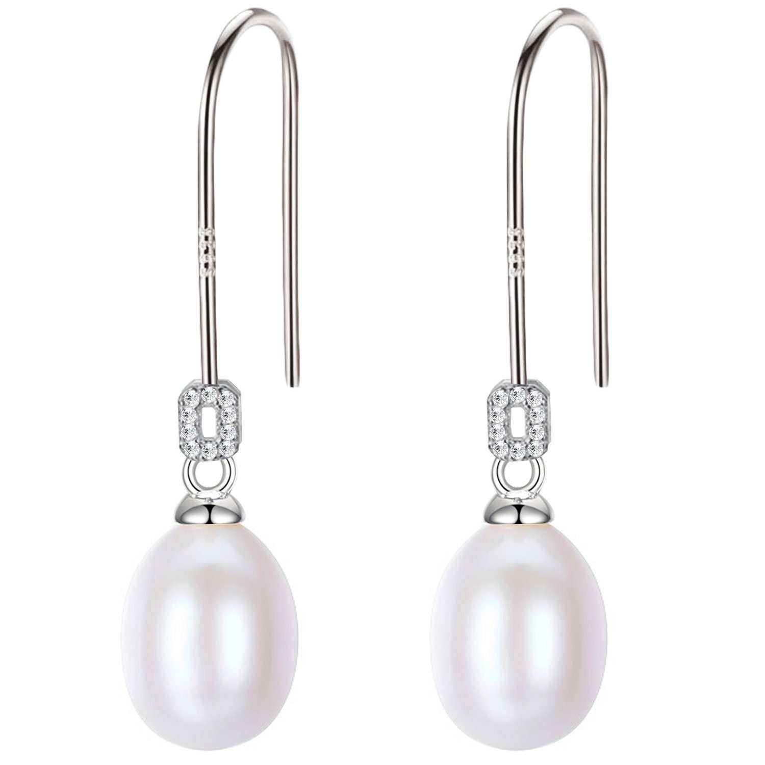 LÖB Серьги из бисера 925 Silber Серьги Hängend Zuchtperlen Zirkonia Tropfen Anhänger weiß (Geschenke für Frauen Freundin Mutter Mama zum GGeschenke für Frauen Beste Freundin Mutter Mama Damen zum Geburtstag Weihnachten Weihnachtsgeschenkeeburtstag Weihnachten Weihnachtsgeschenke, Inkl. Schmuckbox), Damen Серьги Серьги из бисера Perlen Strass Steine Brautschmuck