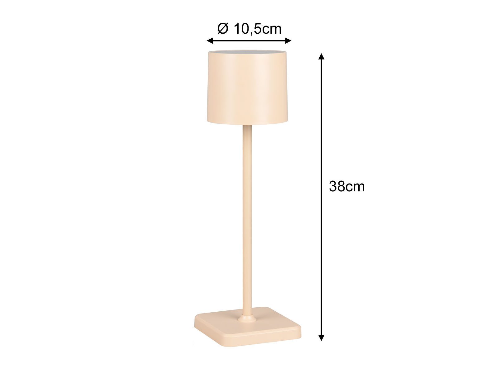 Reality Leuchten LED Außen-Tischleuchte, dimmbar, LED fest integriert, Warmweiß, Neutralweiß, Tageslichtweiß, 2er SET kabellos-e aufladbar Akku Outdoor ohne Strom-kabel Beige 38cm