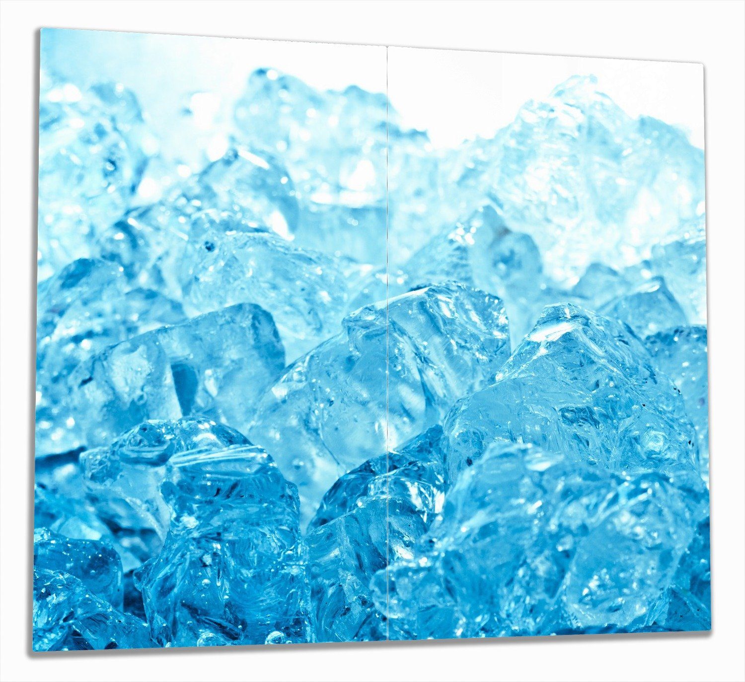 Wallario Herd-Abdeckplatte Leuchtendes Eis in blau, ESG-Sicherheitsglas, (Glasplatte, 2 tlg., inkl. 5mm Noppen), verschiedene Größen