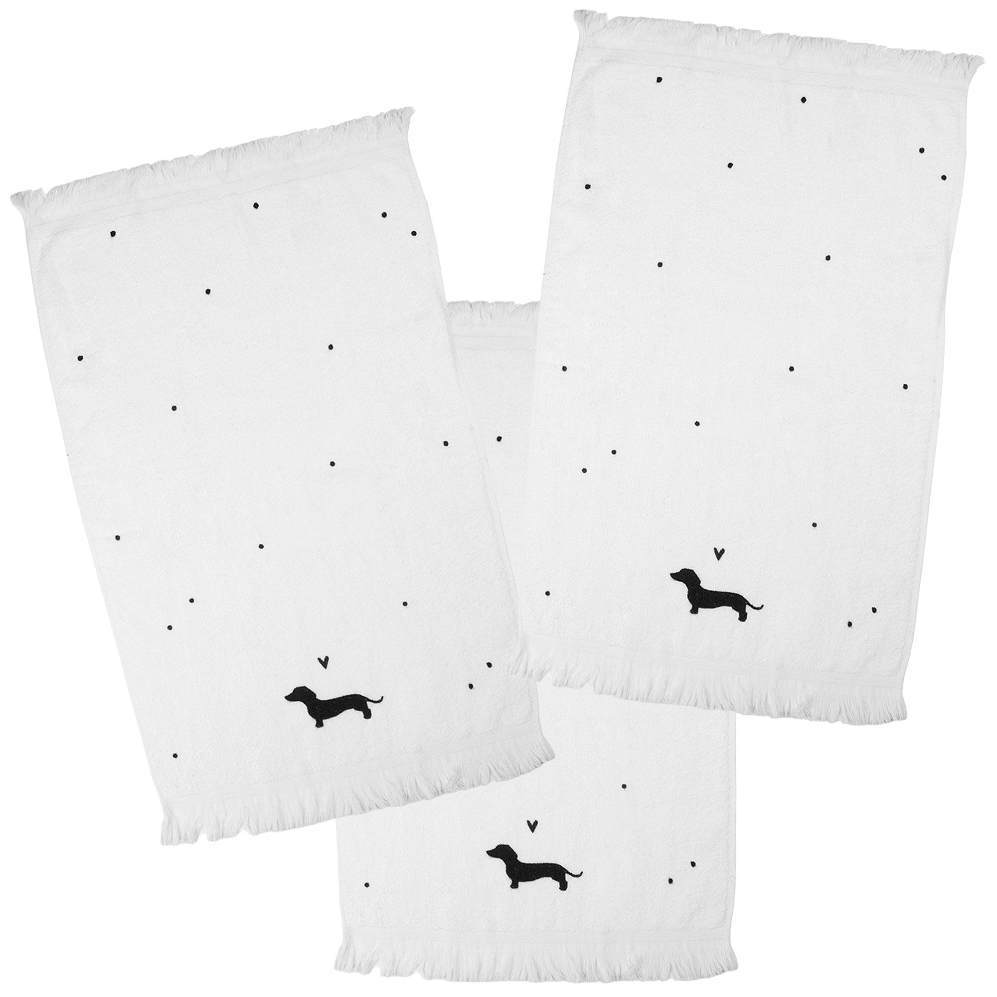 Clayre & Eef Geschirrtuch Landhaus, (3-tlg., 3-teilig), Frottee Küchenhandtücher Gästehandtücher ca.40x66cm Baumwolle